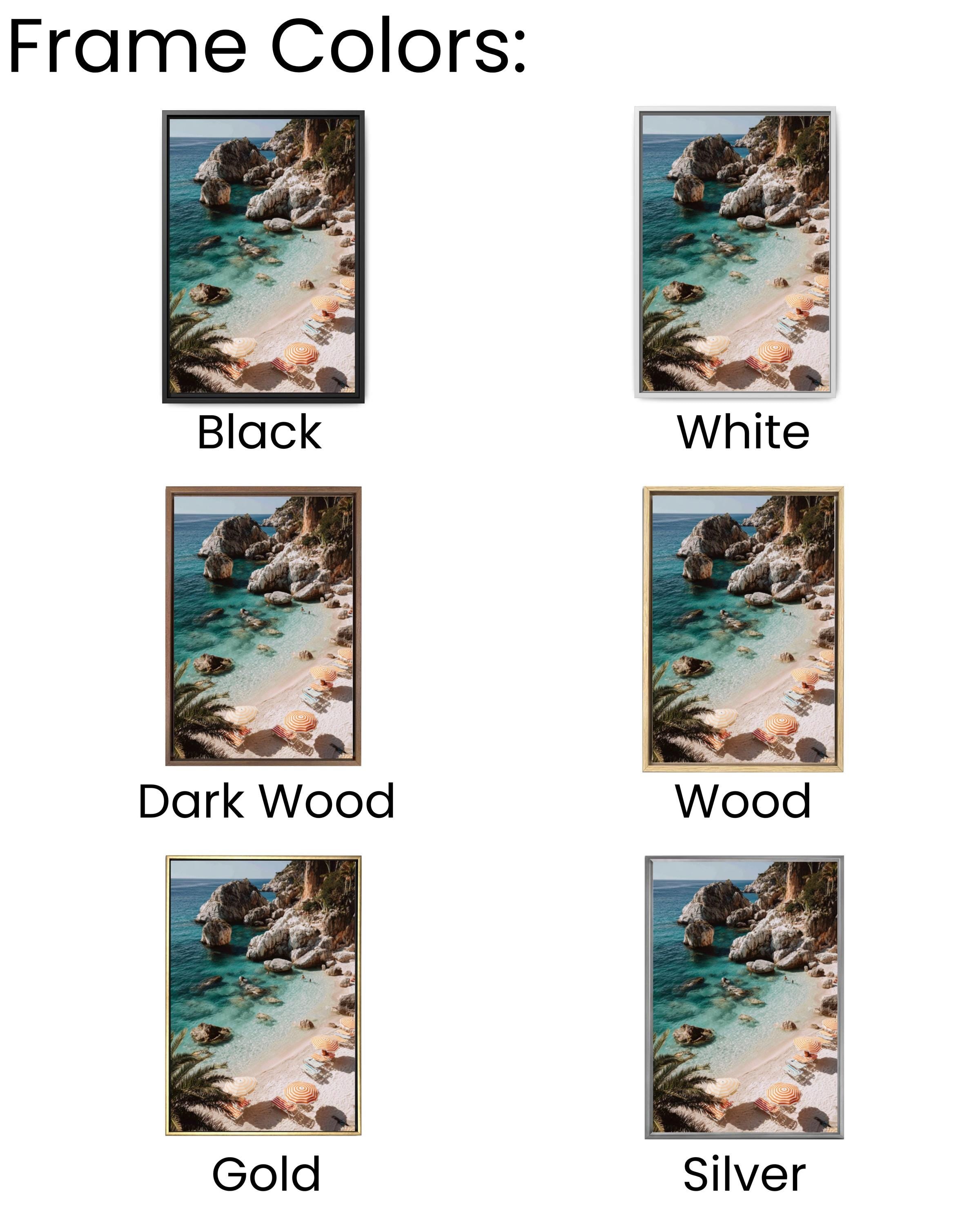 Italian Beach Cove Wall Art | Turquoise Sea Striped Umbrellas Canvas