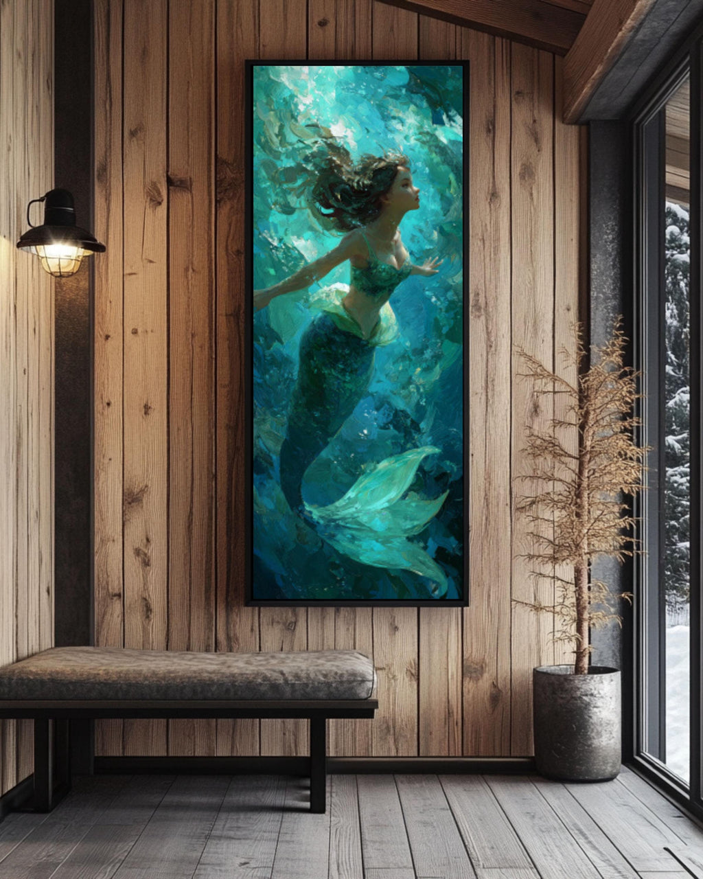 Fantasy Mermaid Wall Art Print | Turquoise Ocean Illustration Poster