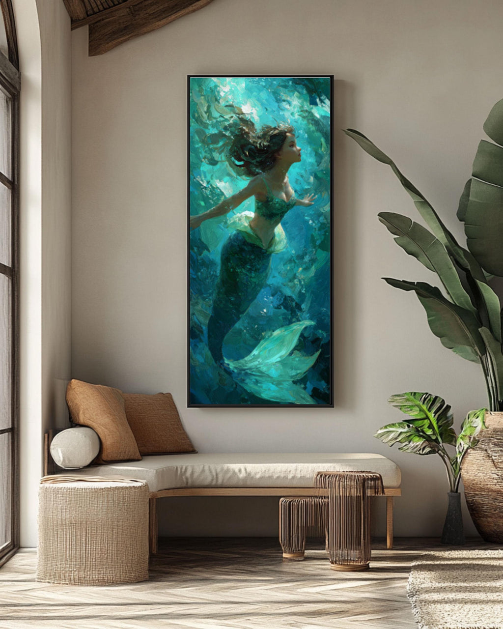 Fantasy Mermaid Art Print: Turquoise Ocean Illustration for home and office wall décor