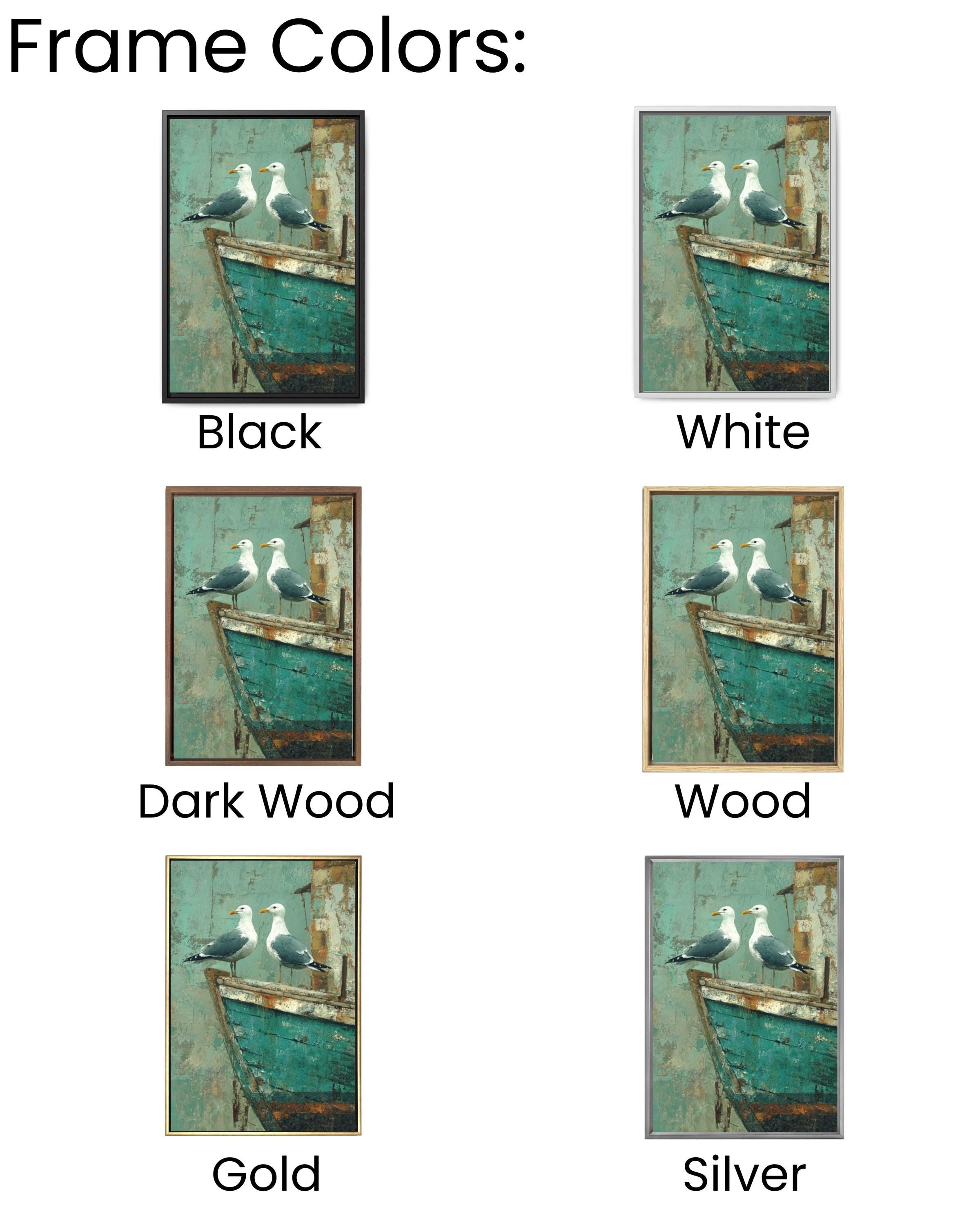 Seagulls on Teal Boat Wall Art | Rustic Coastal Farmhouse Canvas Print