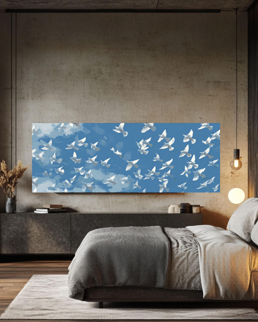 Matisse Style Birds in Flight Wall Art | Minimalist Abstract Canvas Print