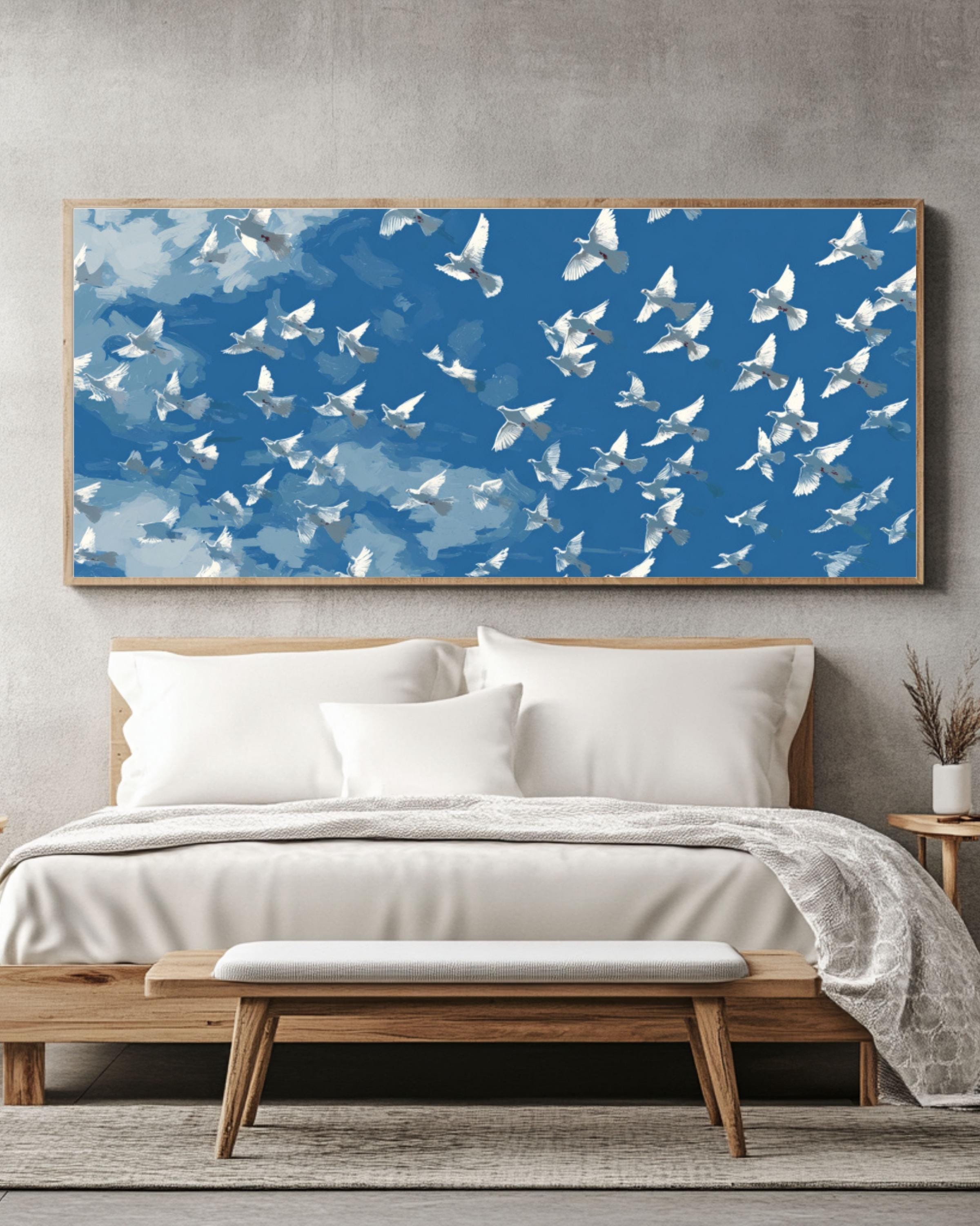 Matisse Inspired Birds in Flight Print: Minimalist Abstract Art for home and office wall décor