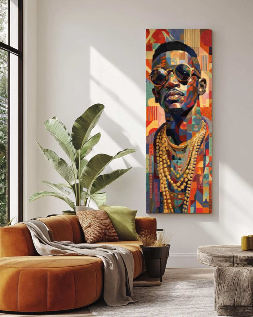Cubist African Portrait Wall Art | Geometric Modern Canvas Print