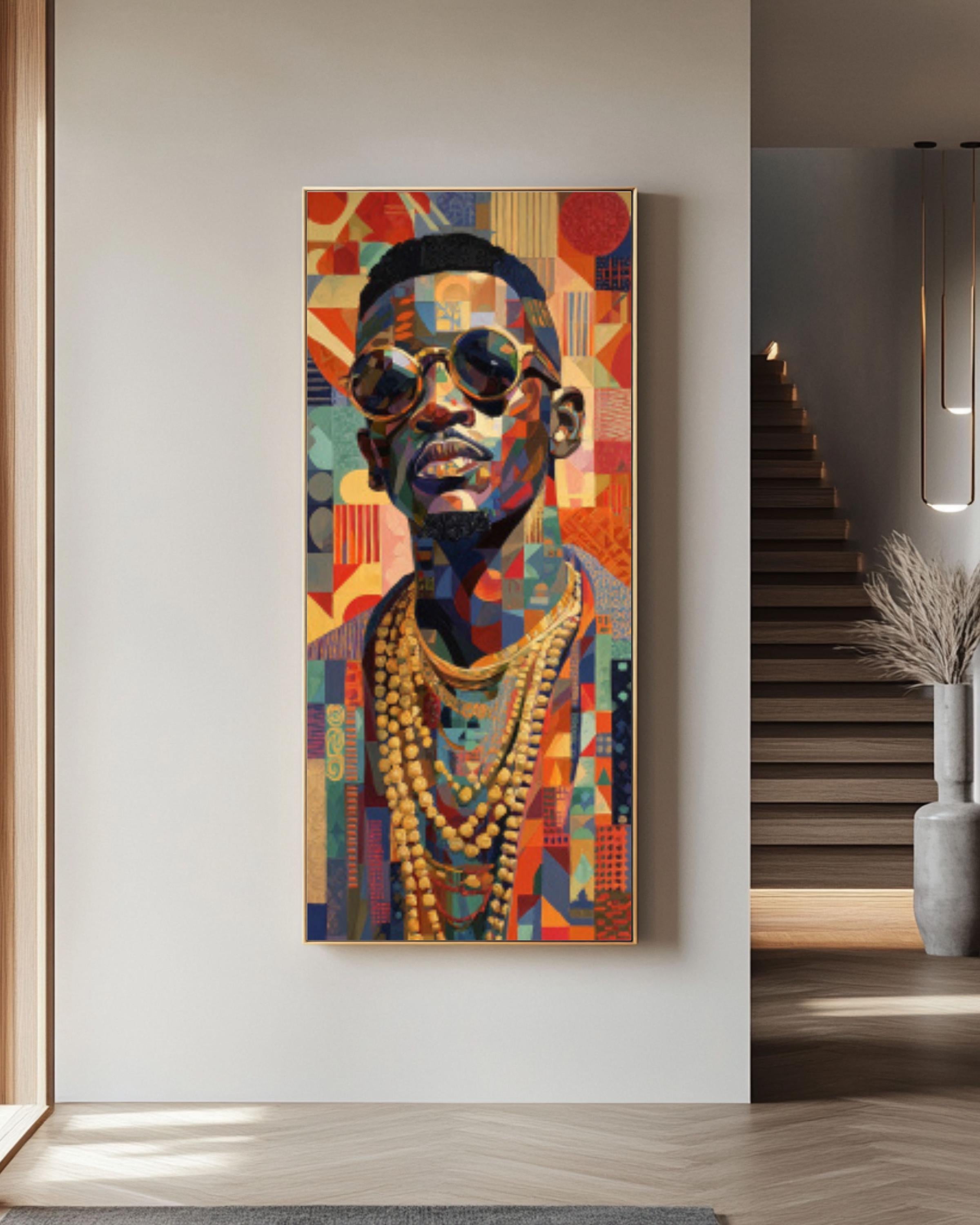 Cubist African Portrait Wall Art | Geometric Modern Canvas Print