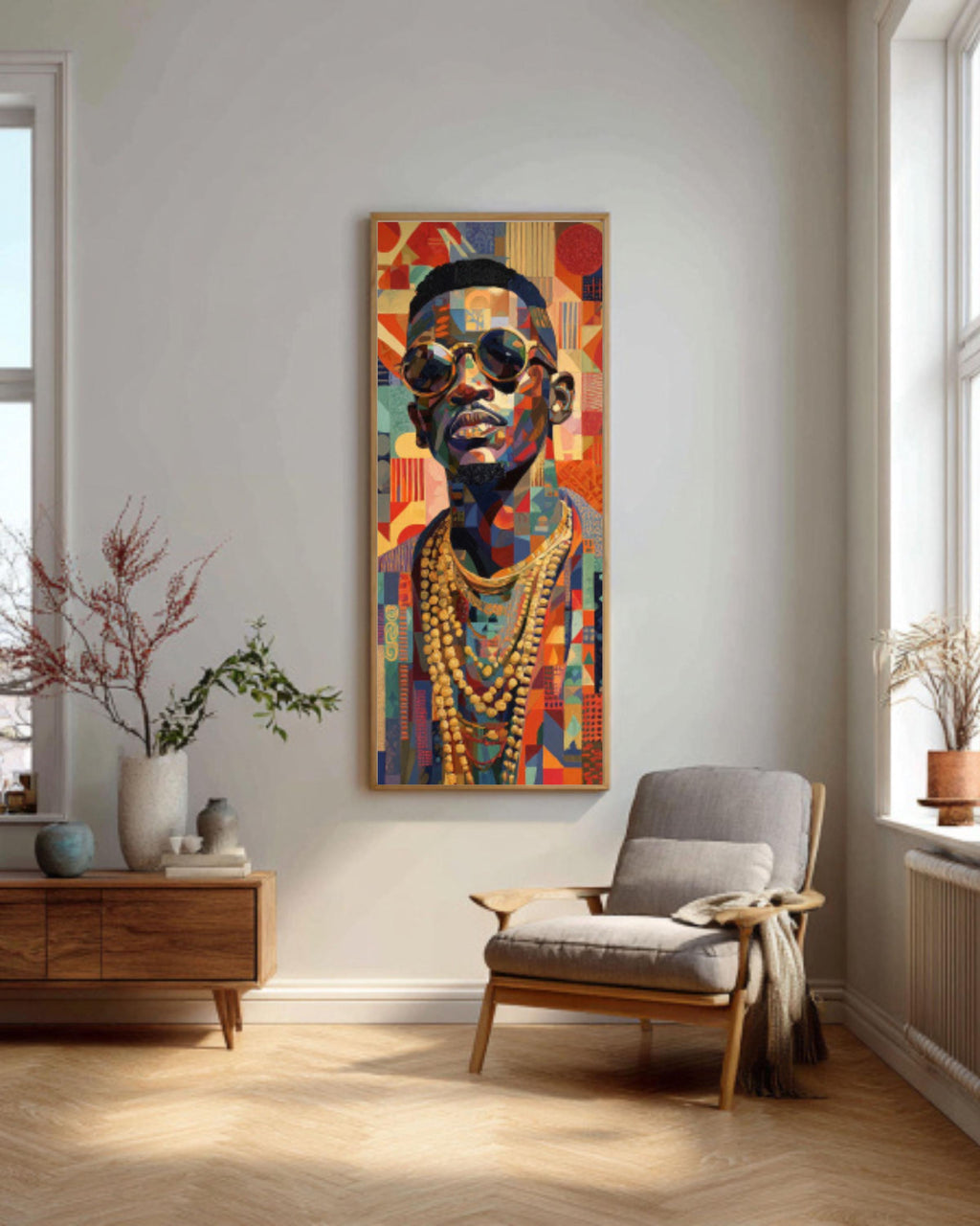 Cubist African Portrait Wall Art | Geometric Modern Canvas Print