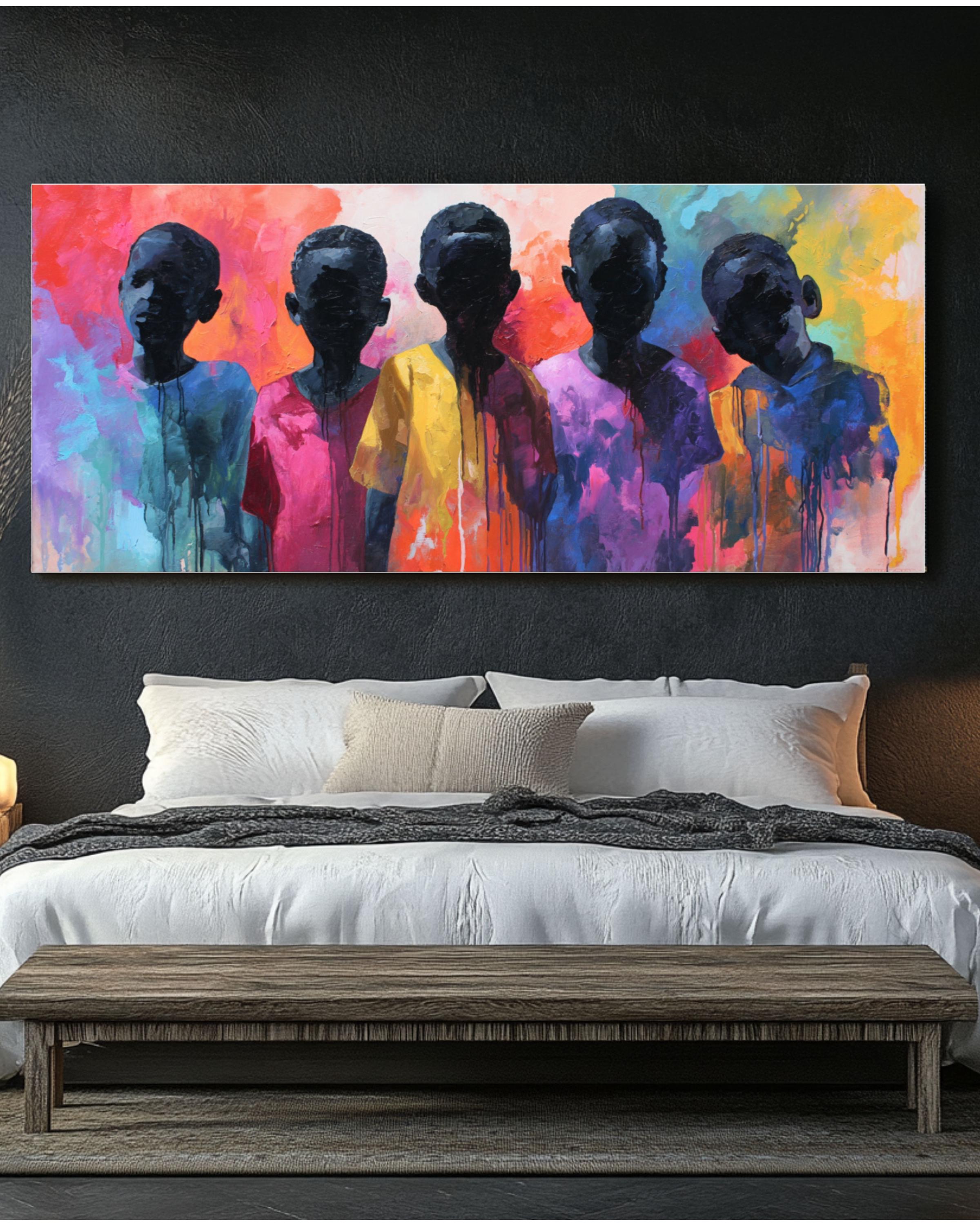 Abstract African Children Portrait Wall Art | Drip Style Canvas Print