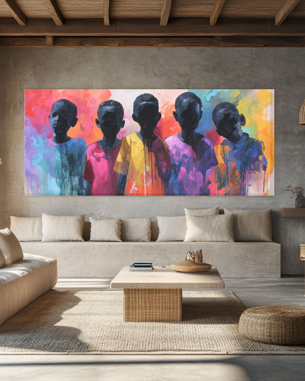 Abstract African Children Portrait Wall Art | Drip Style Canvas Print