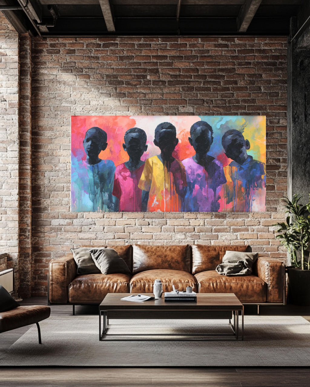 Abstract African Children Portrait Wall Art | Drip Style Canvas Print