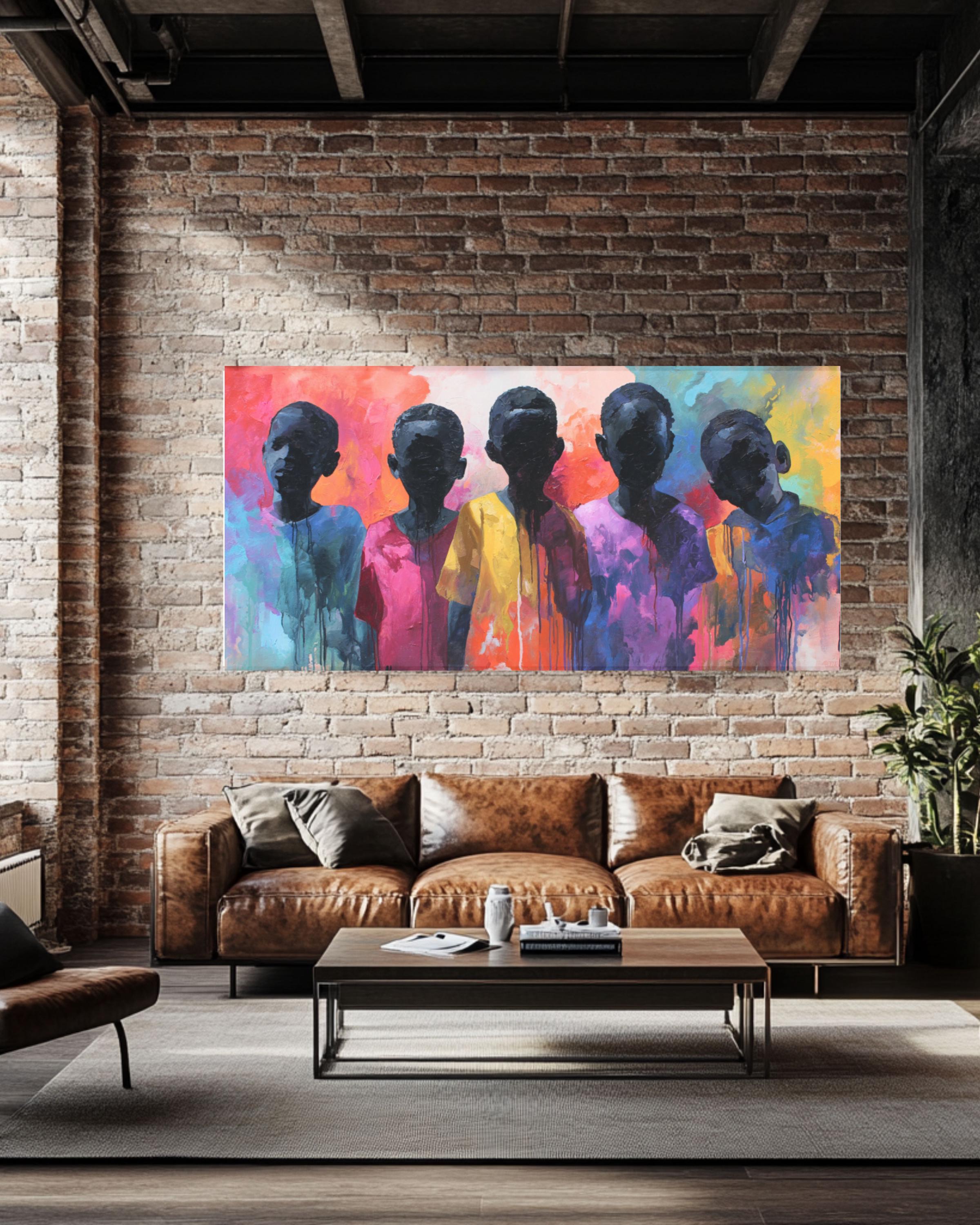 Abstract African Children Portrait Wall Art | Drip Style Canvas Print