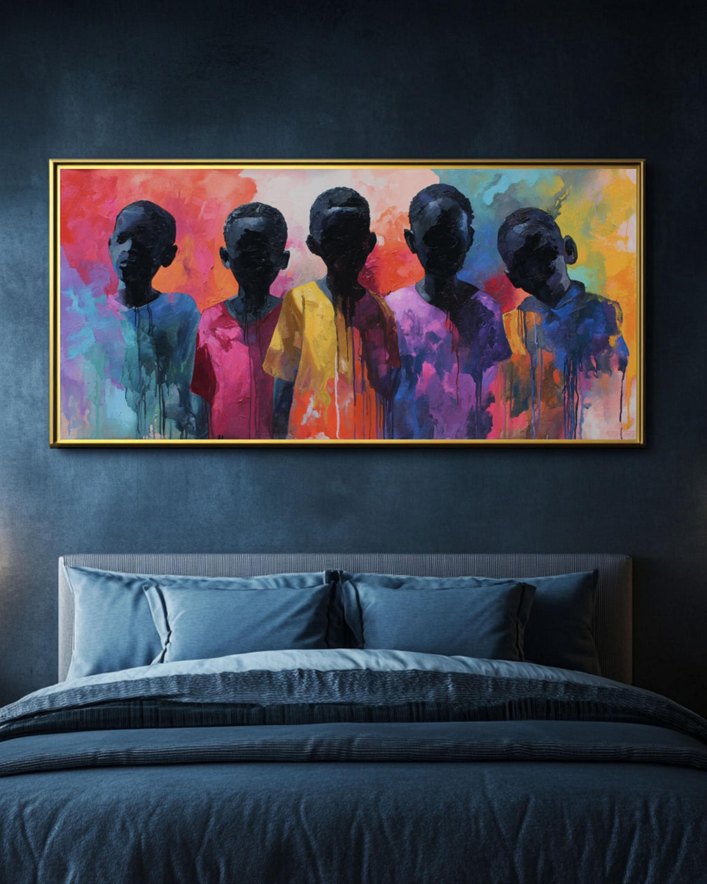 Surreal African Children Art Print: Abstract Drip Style Portrait for home and office wall décor
