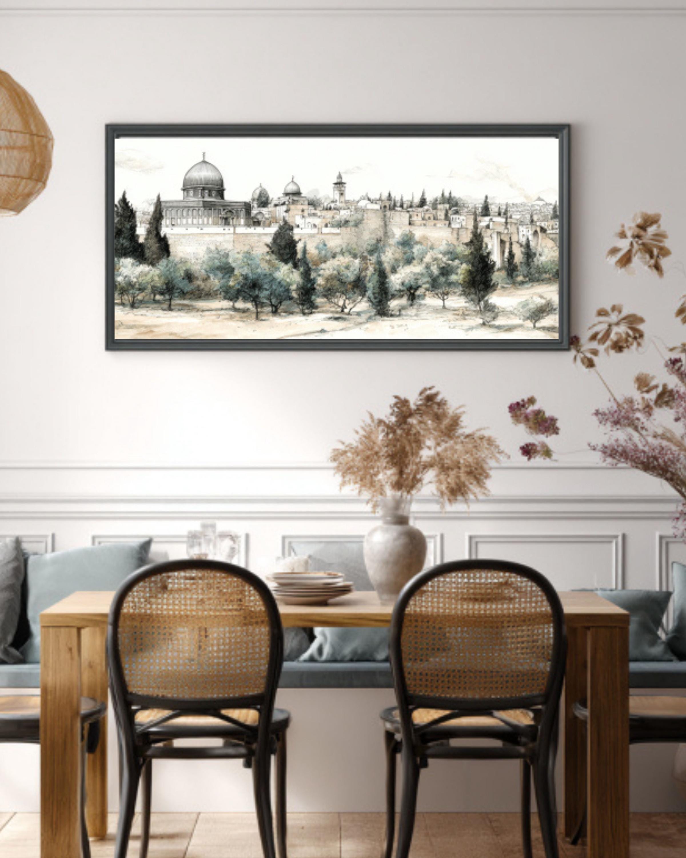 Al-Aqsa Mosque Jerusalem Wall Art | Watercolor Canvas Print