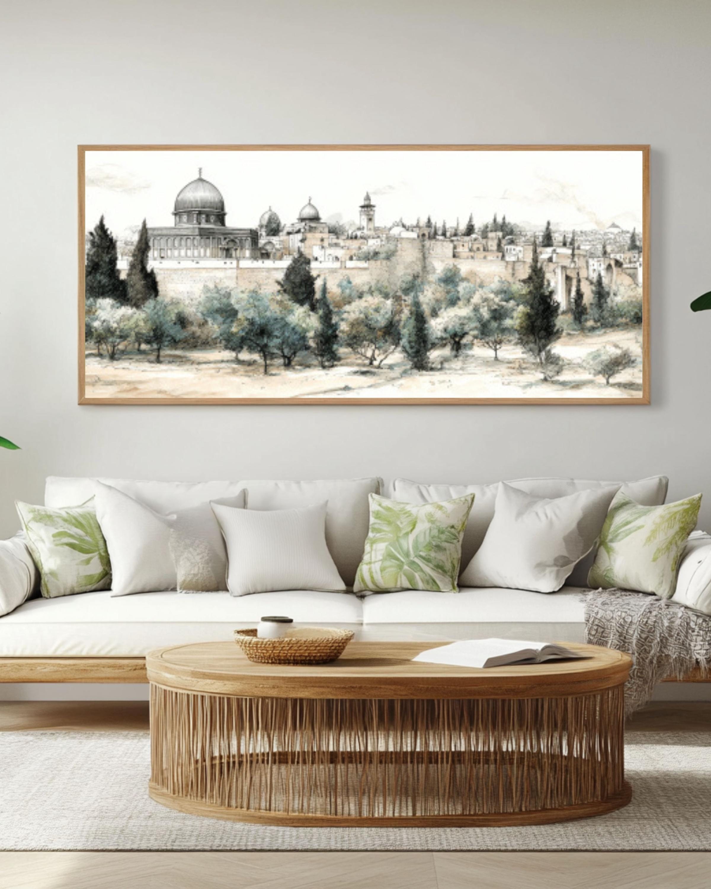 Al-Aqsa Mosque Jerusalem Wall Art | Watercolor Canvas Print