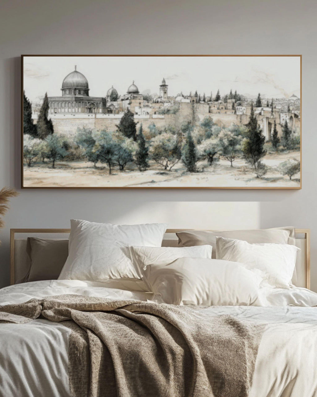 Al-Aqsa Mosque Jerusalem Wall Art | Watercolor Canvas Print