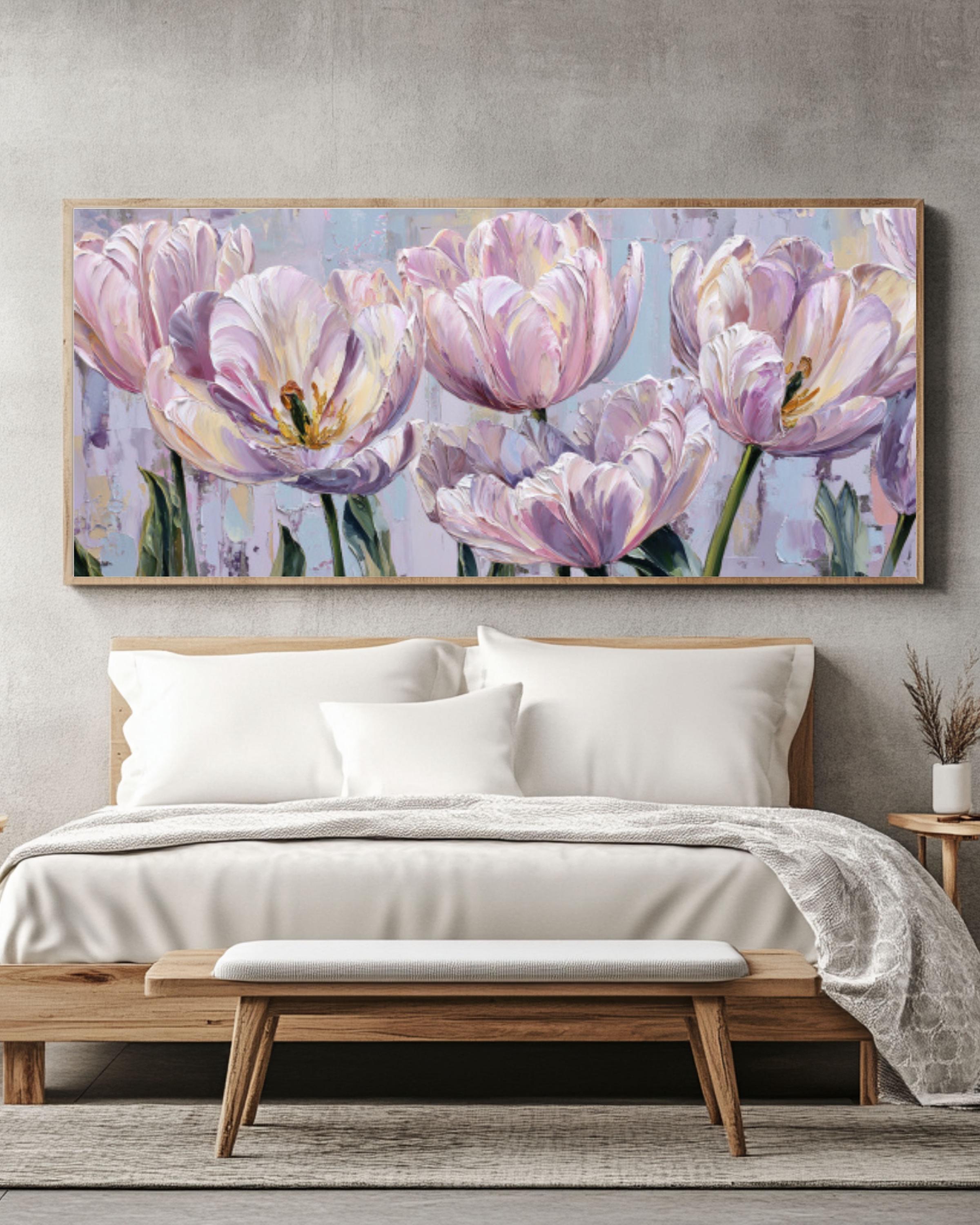 Pastel Tulip Oil Painting Wall Art | Punk Floral Canvas Print