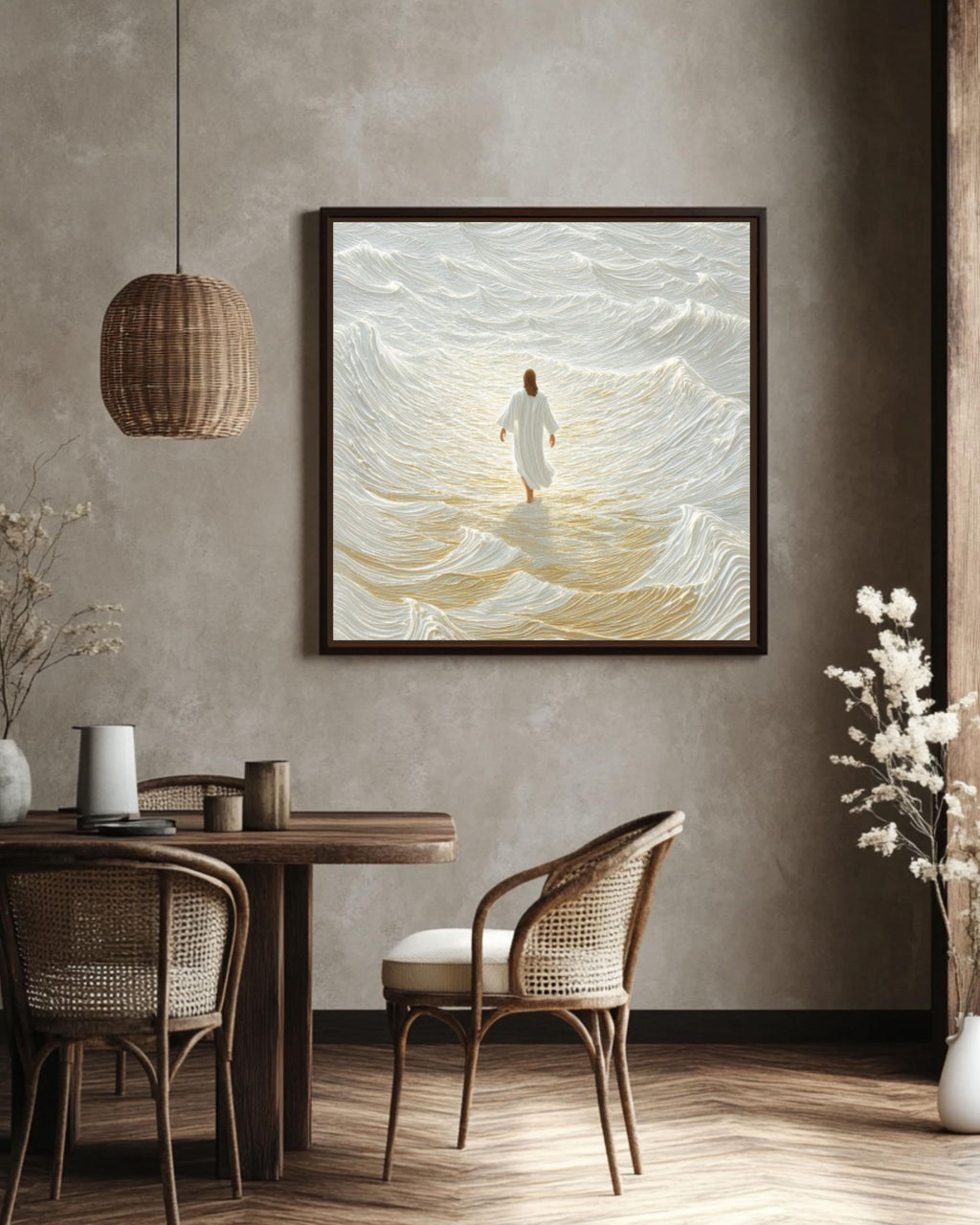 Jesus Walking on Water Wall Art | Abstract Christian Canvas Print