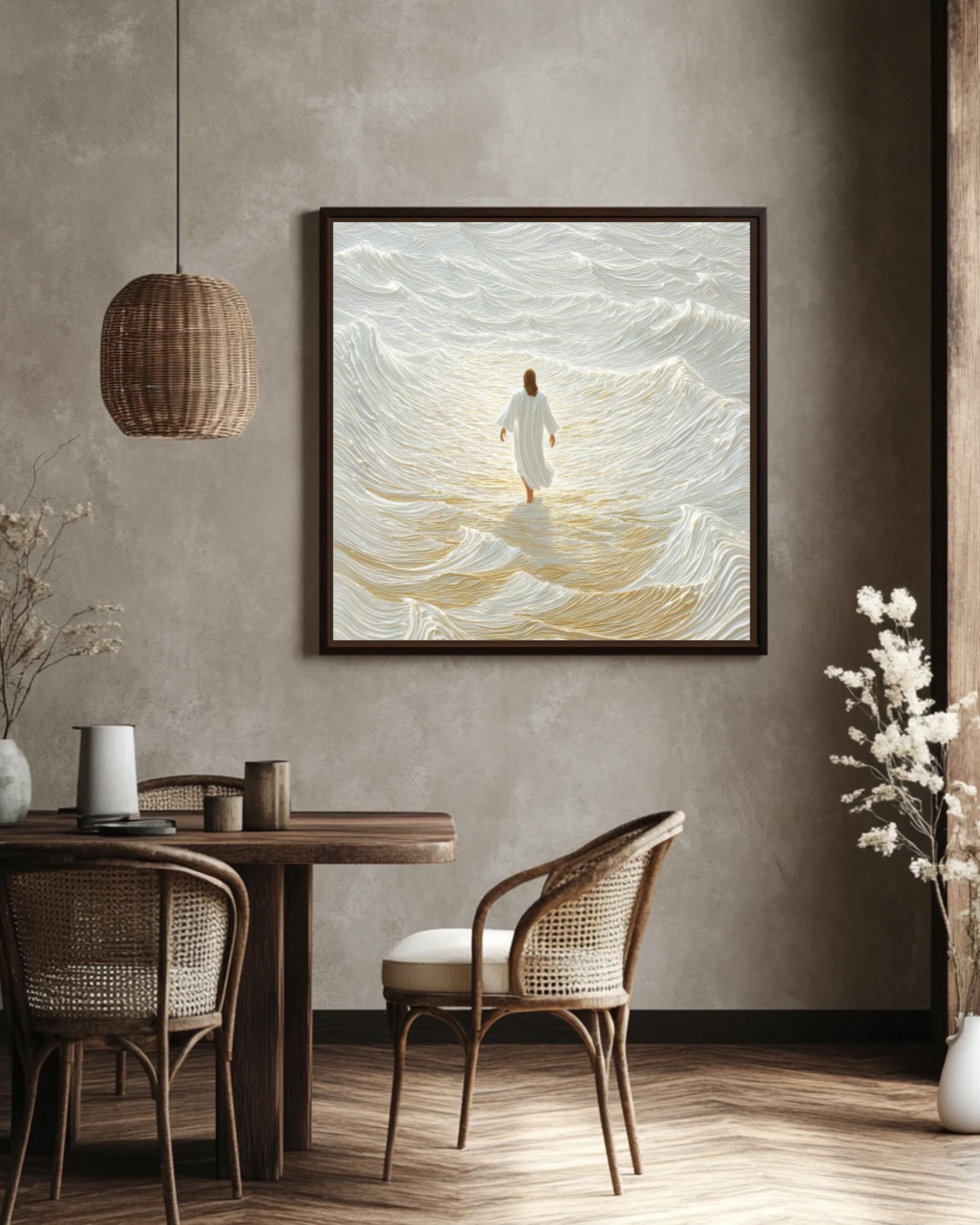 Jesus Walking on Water Wall Art | Abstract Christian Canvas Print