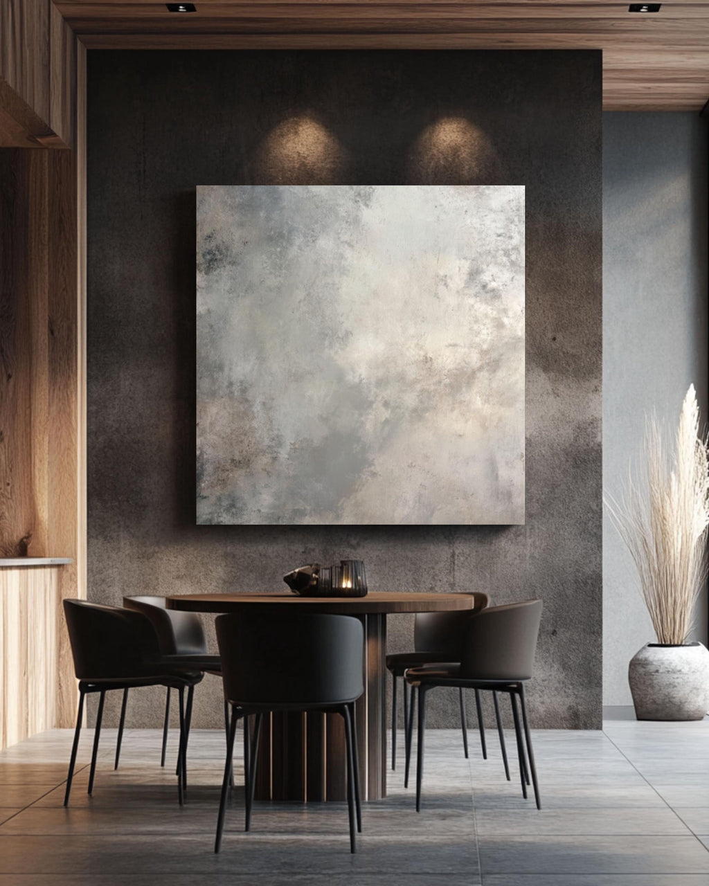 Neutral Gray Abstract Texture Wall Art | Minimalist Gradient Canvas Print