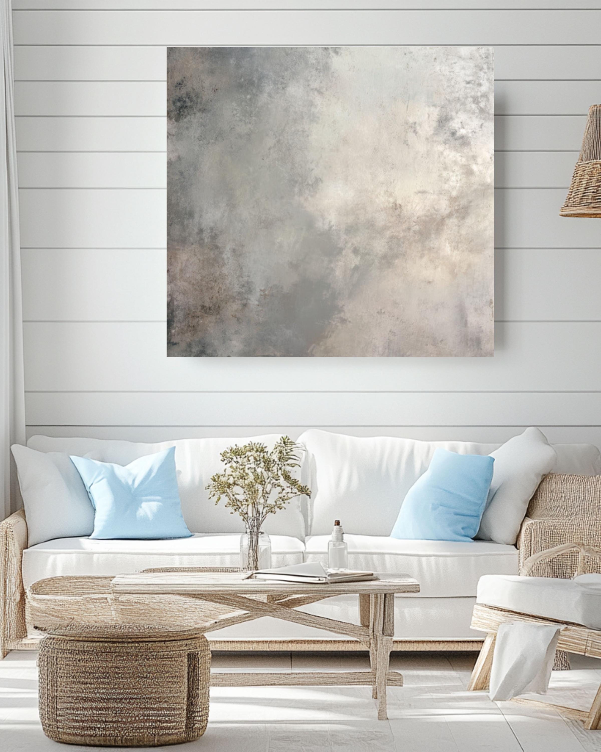 Neutral Gray Abstract Texture Wall Art | Minimalist Gradient Canvas Print