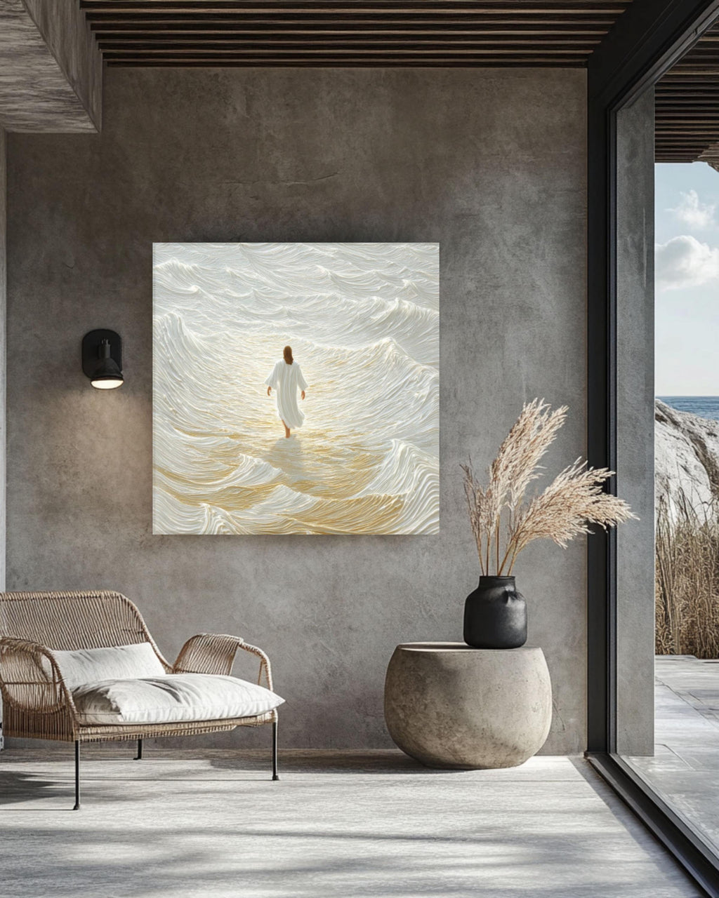 Jesus Walking on Water Canvas â€“ Abstract Christian Wall Art for home and office wall décor