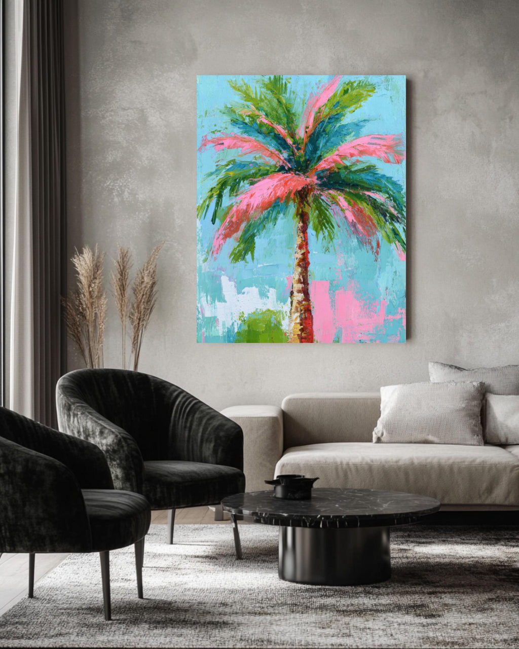 Colorful Palm Tree Art â€“ Abstract Acrylic Painting, Coastal Decor Canvas Wall Art Print – Premium Home Decor