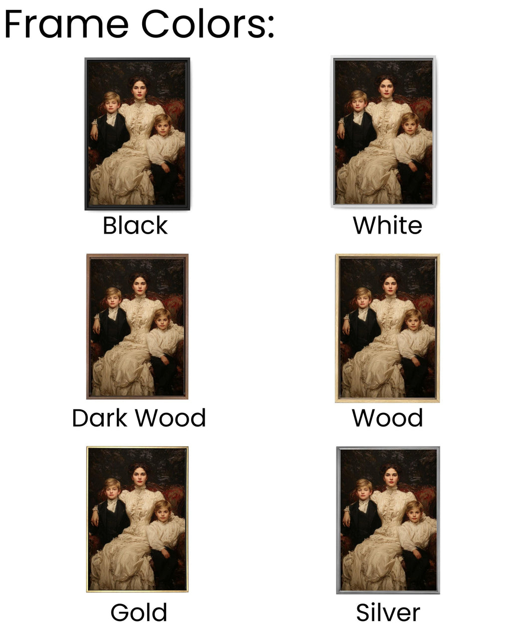 Mother and Sons Portrait Wall Art | Victorian Impressionist Canvas Print