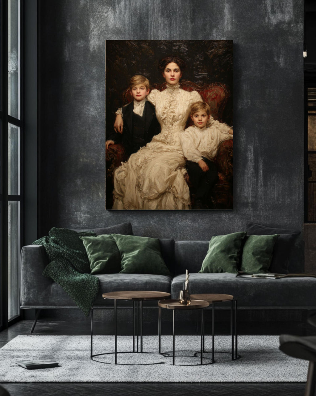 Mother and Sons Portrait: Tissot Hassam Style Fine Art Print for home and office wall décor