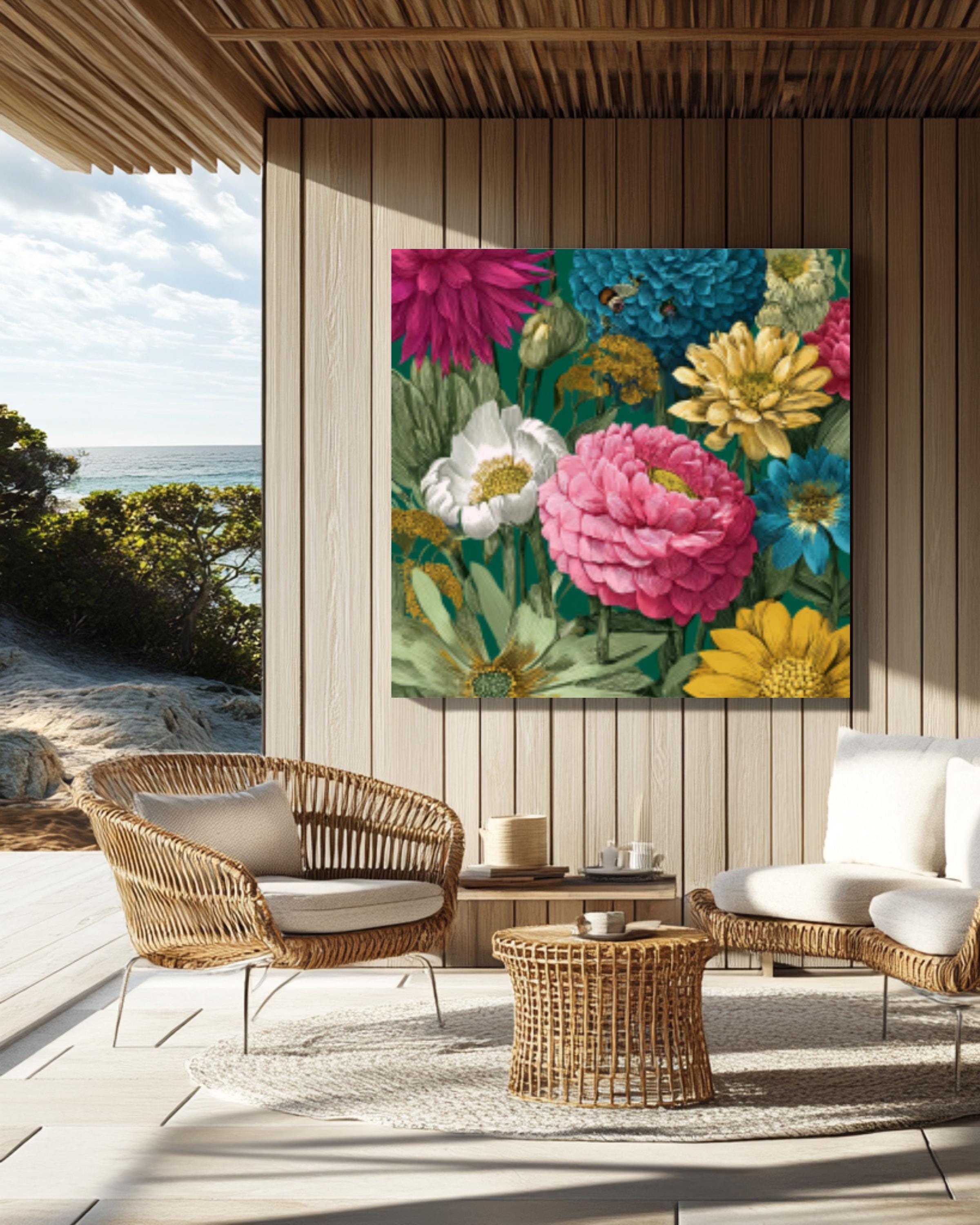 Marjolein Bastin Style Botanical Wall Art | Vintage Floral Canvas Print