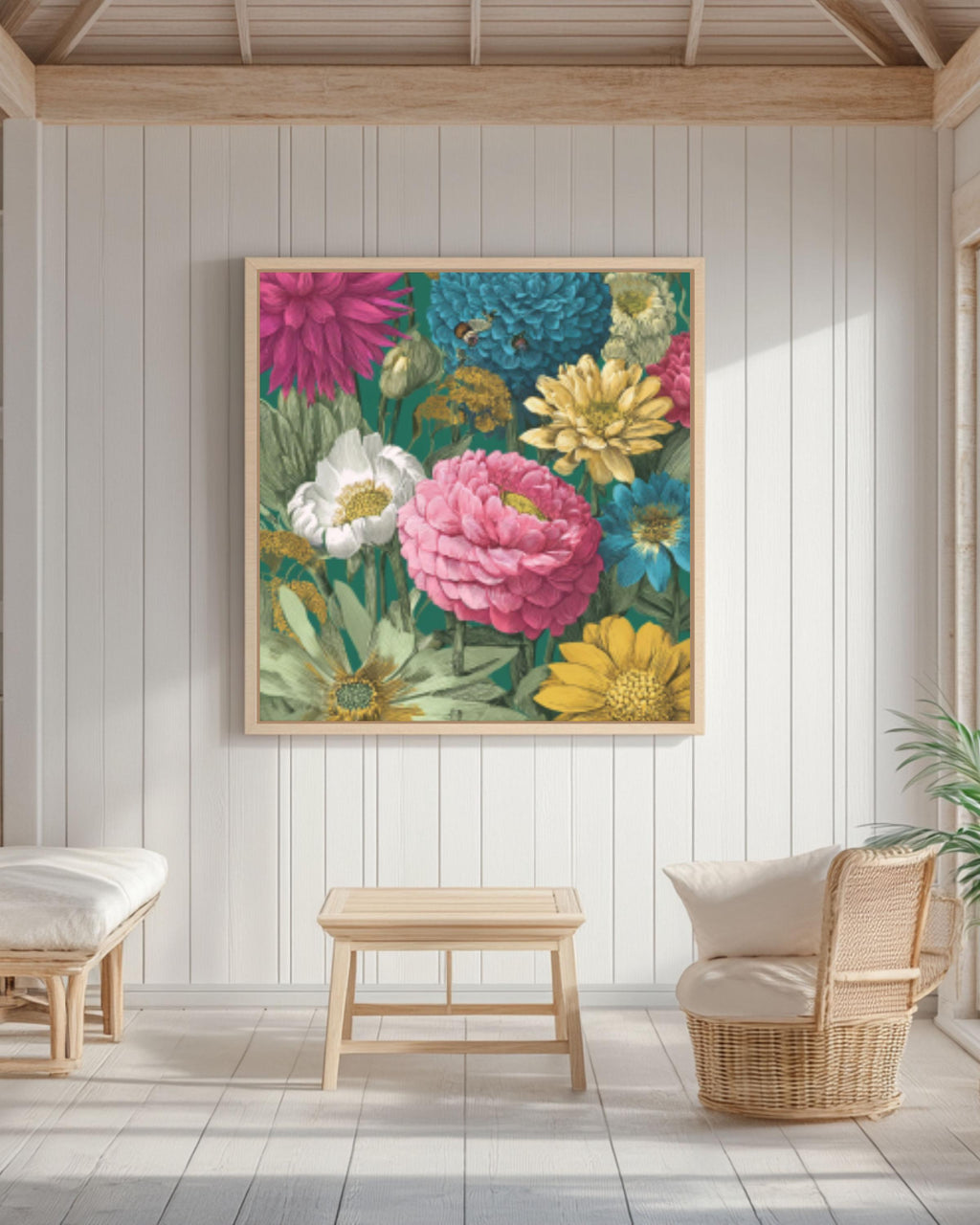 Marjolein Bastin Style Botanical Wall Art | Vintage Floral Canvas Print