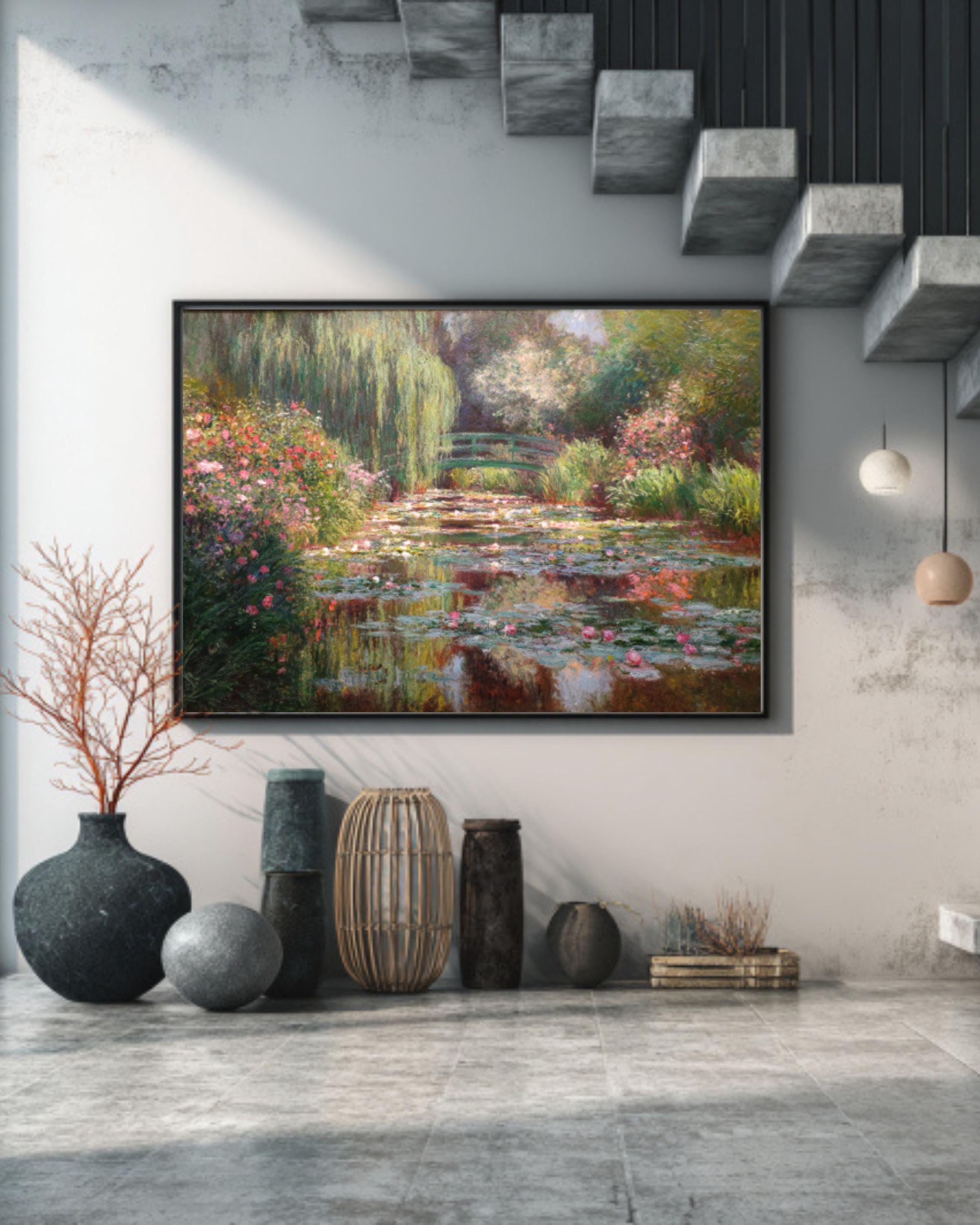 Monet Garden Canvas Art: Pastel Roses, Impressionist Floral Home Decor for home and office wall décor