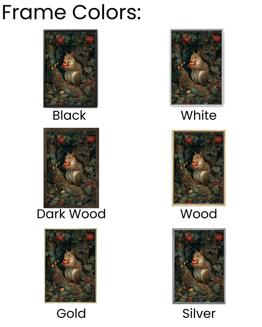 Woodland Squirrel with Apple Canvas Art – Vintage Style
