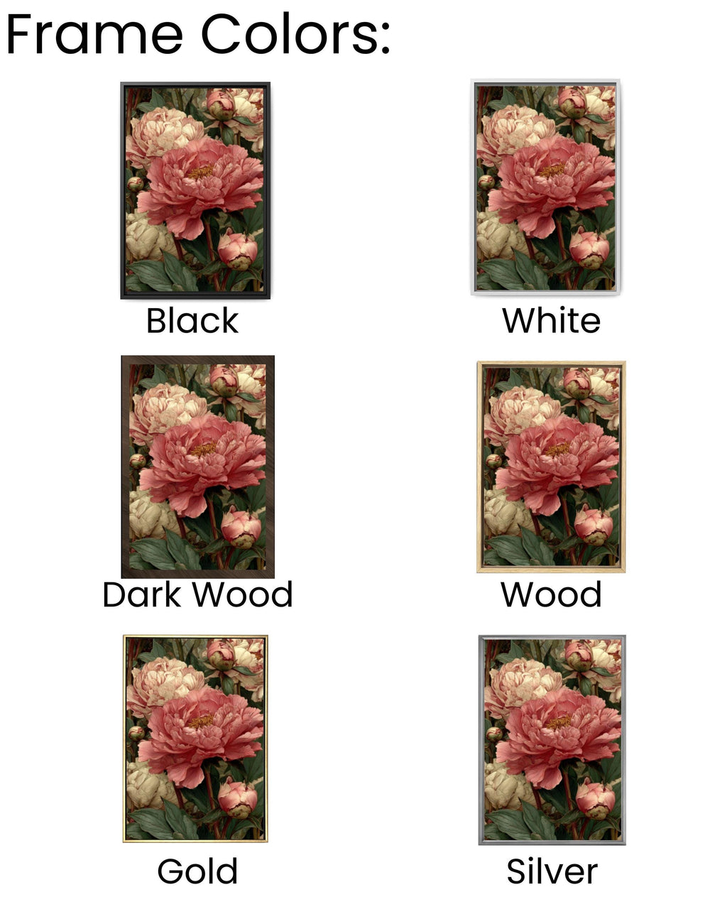 Victorian Peony Print: William Morris Style Botanical Art Canvas Wall Art – Modern Decor Print