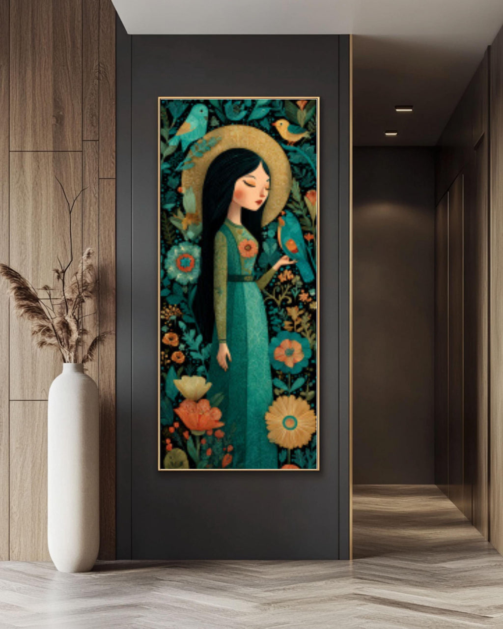 Mexican Folk Art Canvas â€“ Tattooed Woman, Emerald Garden Wall Print Canvas Wall Art Print – Premium Home Decor