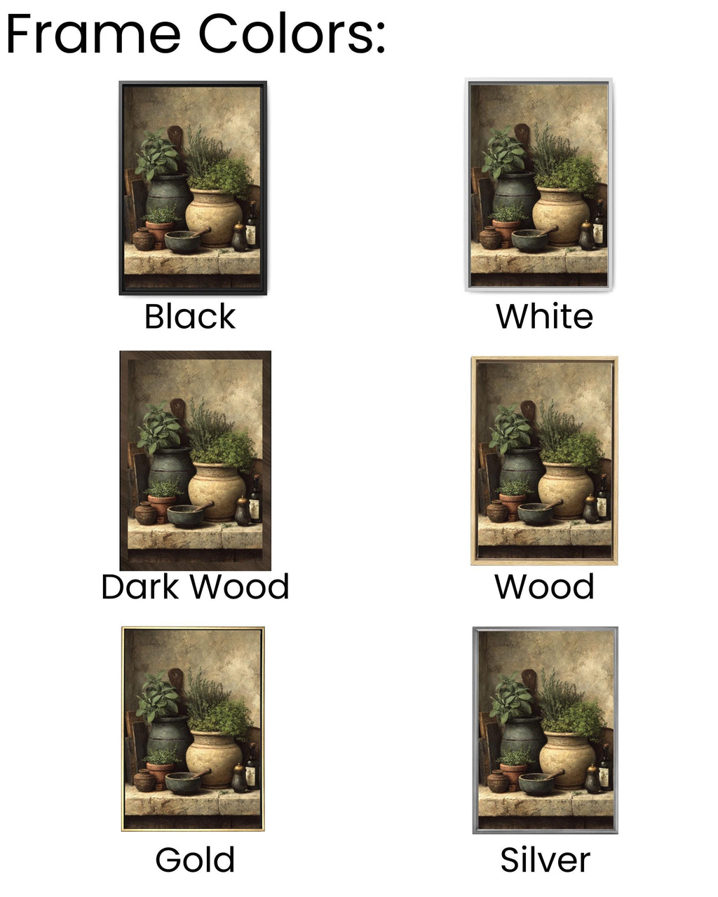Rustic Kitchen Herb Still Life Canvas Art – Sage & Thyme