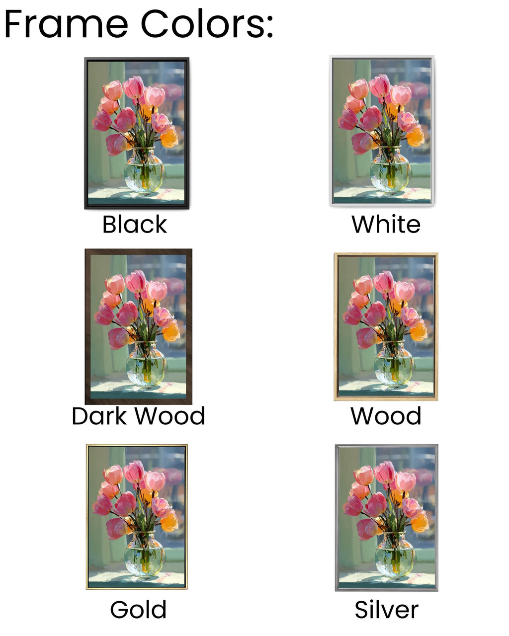 Pink Tulips Still Life Canvas Art – Impressionist Floral