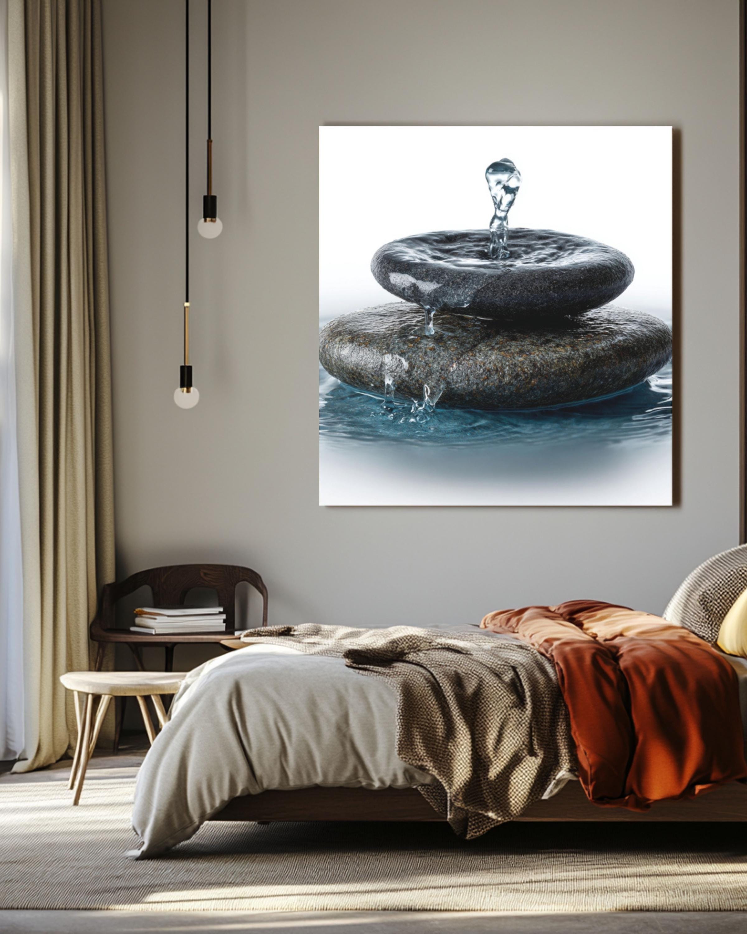 Zen Water Stone Canvas Art – Minimalist Spa Decor