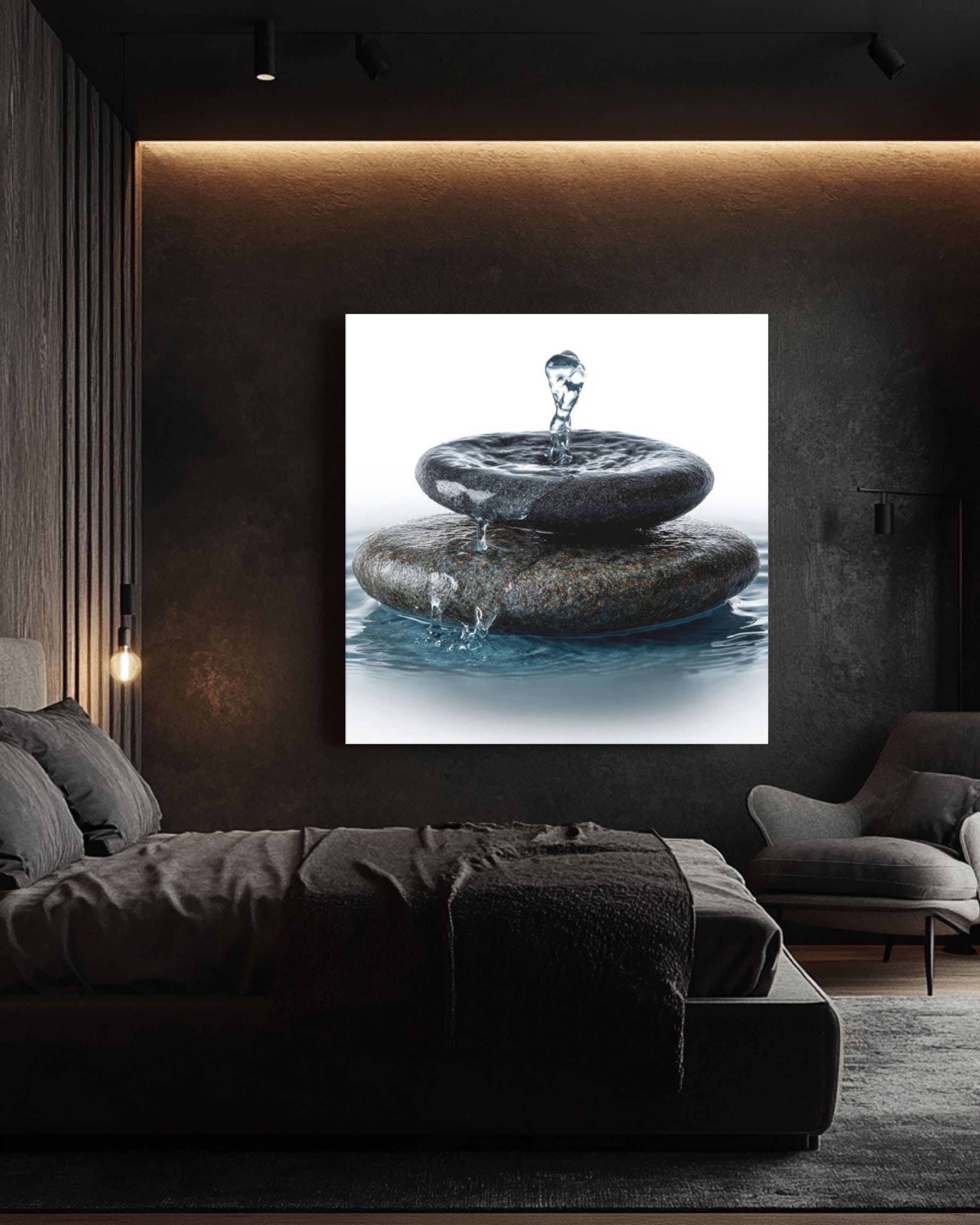 Zen Water Stone Canvas Art – Minimalist Spa Decor