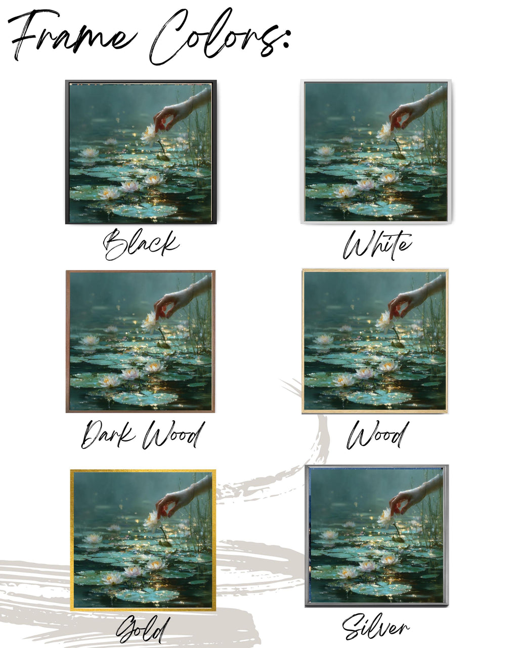 Surreal Hand & Lily Pads Canvas Art – Dreamy Foggy Water Scene
