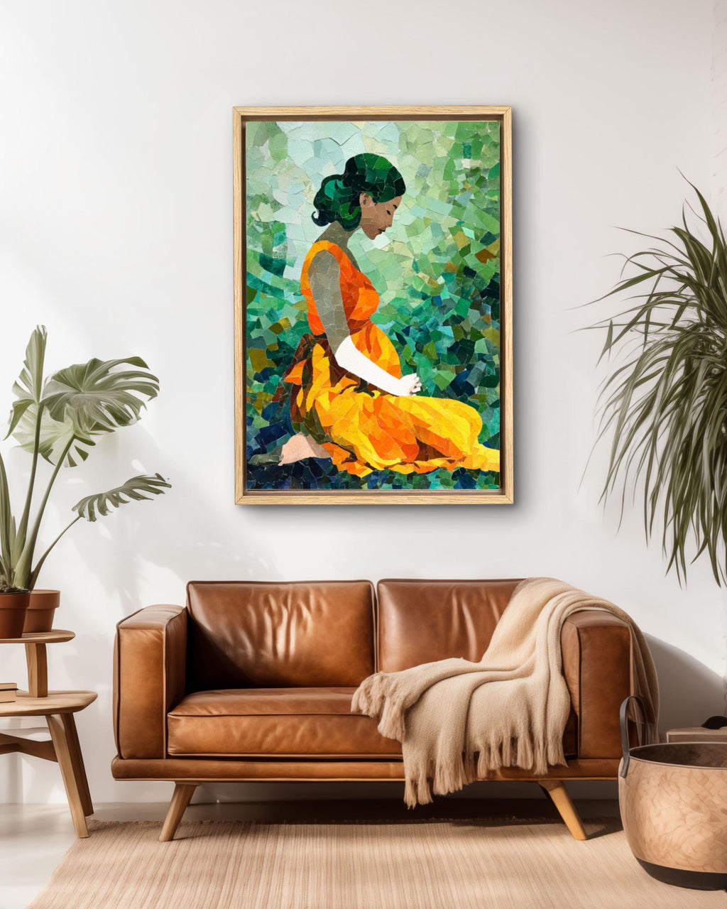Pregnant Woman Wall Art | Matisse Style Mosaic Watercolor Poster
