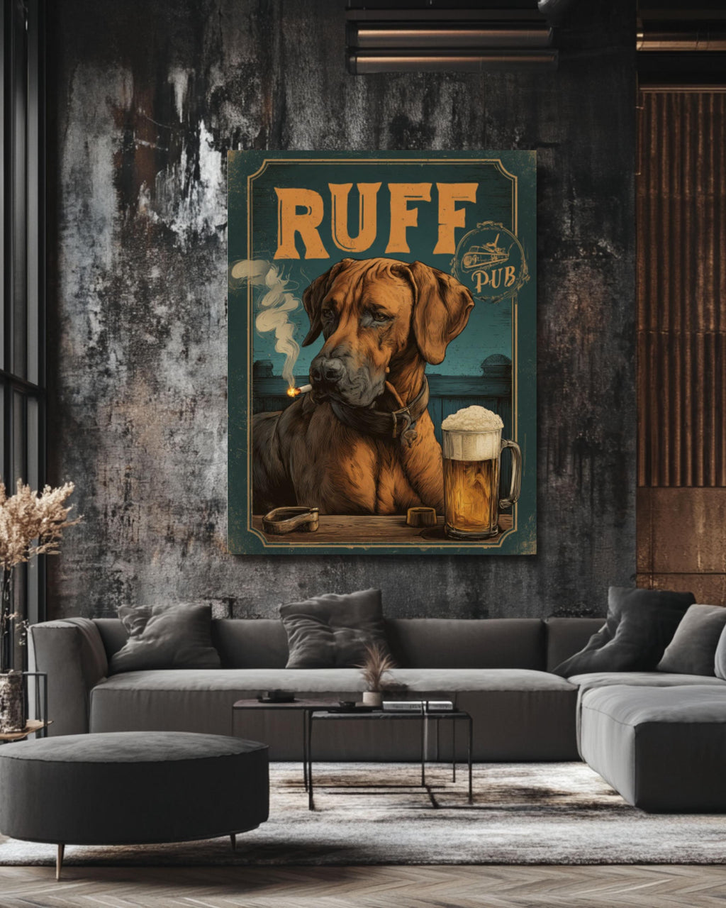 Rhodesian Ridgeback Wall Art Print | Vintage 1930s Dog Poster | Pub Bar Decor