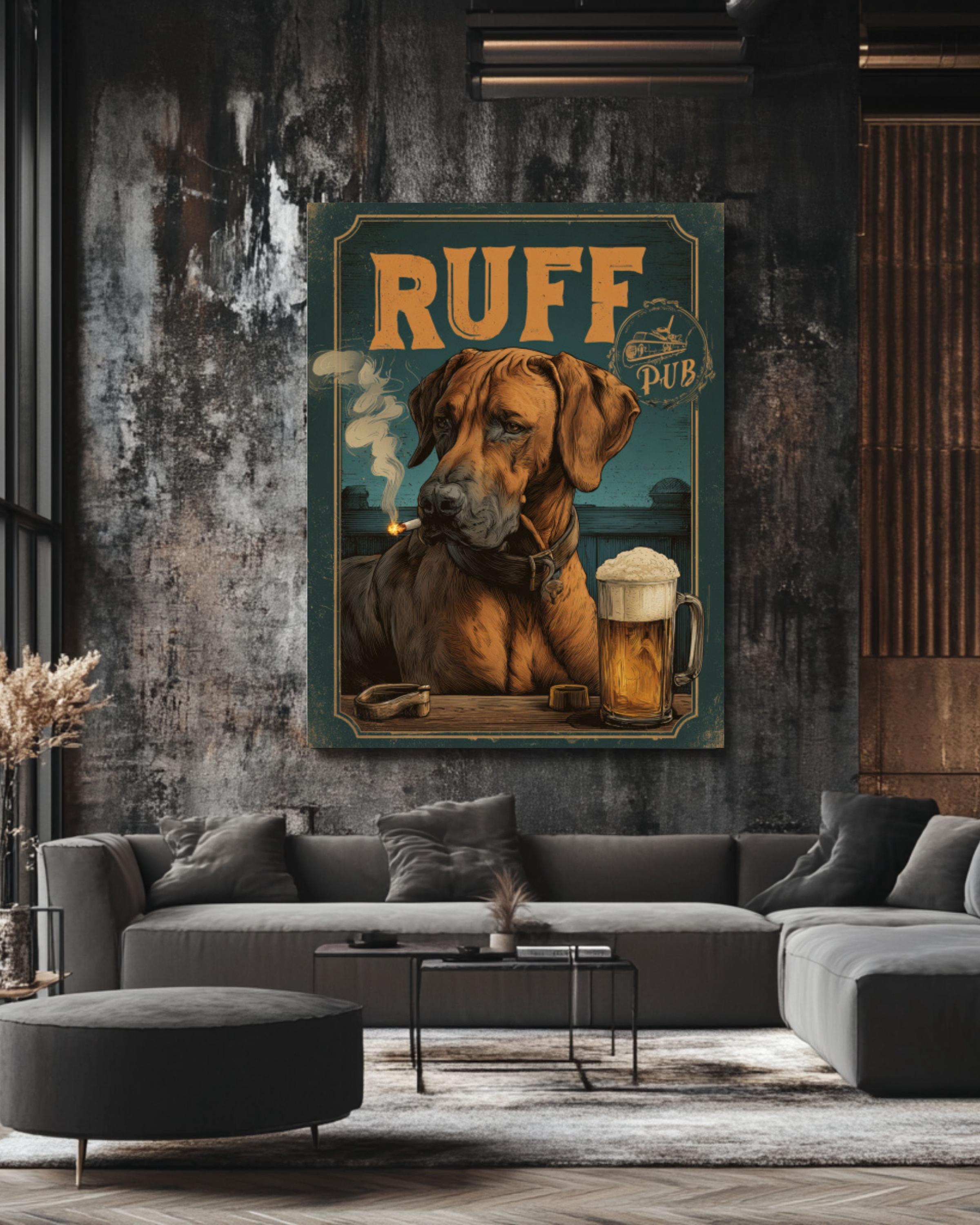 Rhodesian Ridgeback Wall Art Print | Vintage 1930s Dog Poster | Pub Bar Decor