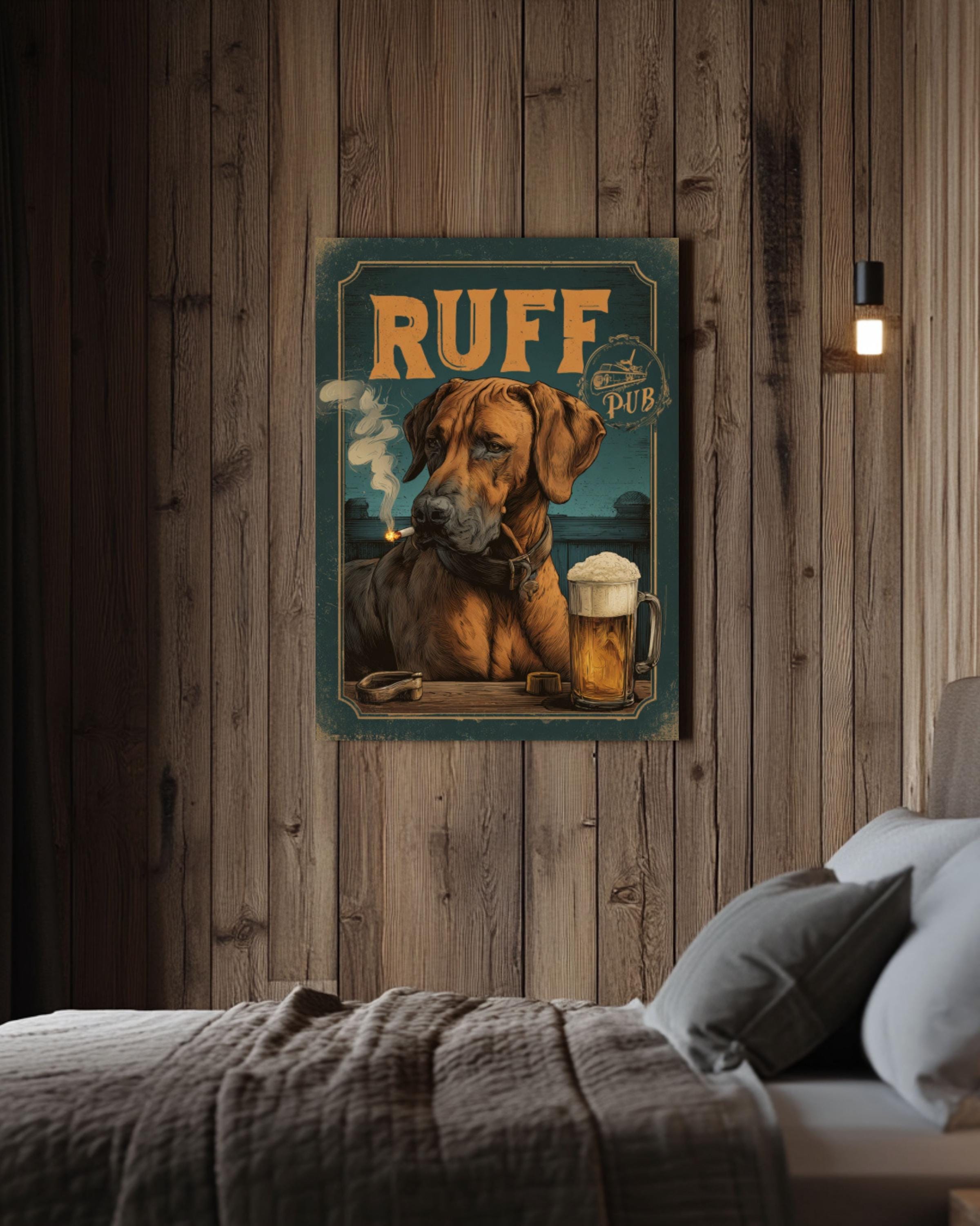 Rhodesian Ridgeback Wall Art Print | Vintage 1930s Dog Poster | Pub Bar Decor
