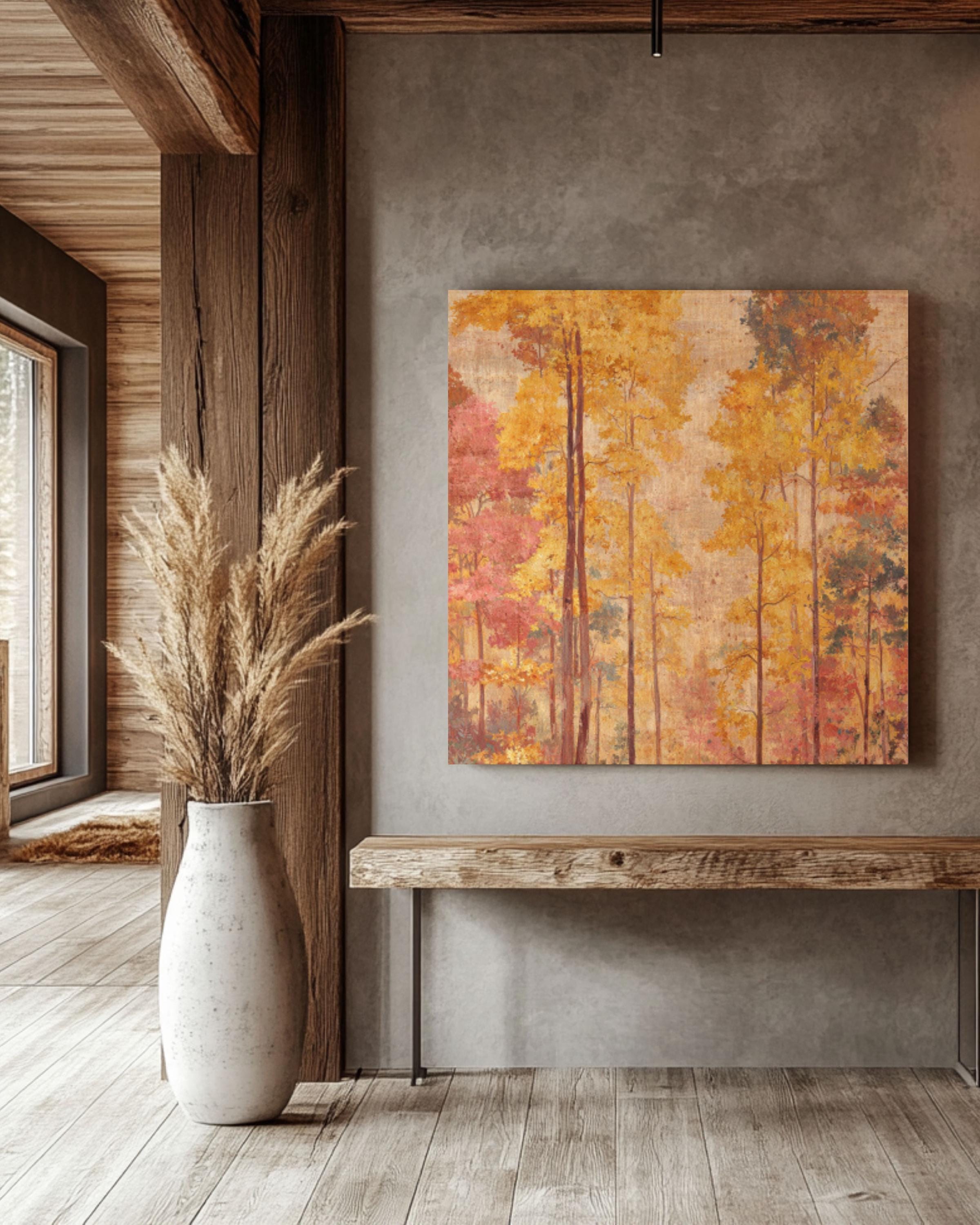 Autumn Forest Art Print: Rustic Vintage Style Canvas Wall Decor for home and office wall décor