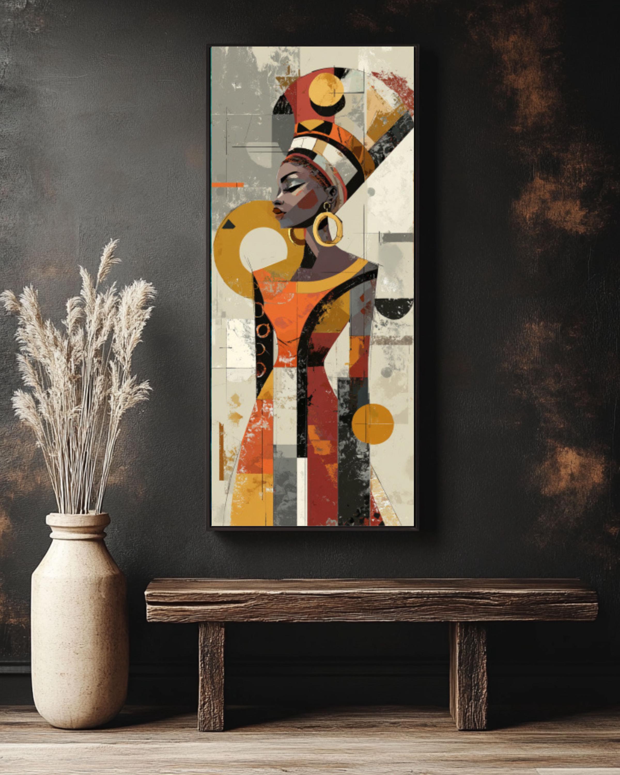 Abstract African Woman Wall Art | Geometric Portrait Canvas Print