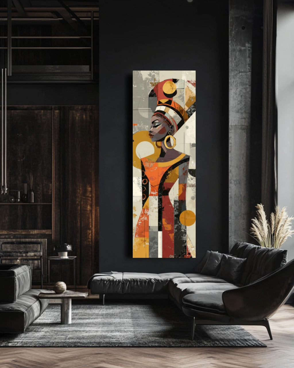 Abstract African Woman Art: Geometric Canvas Wall Decor for home and office wall décor