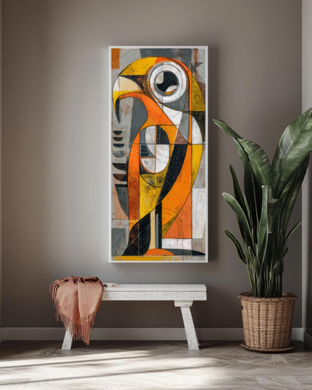 Picasso Style Abstract Bird Wall Art | Geometric Cubist Canvas Print