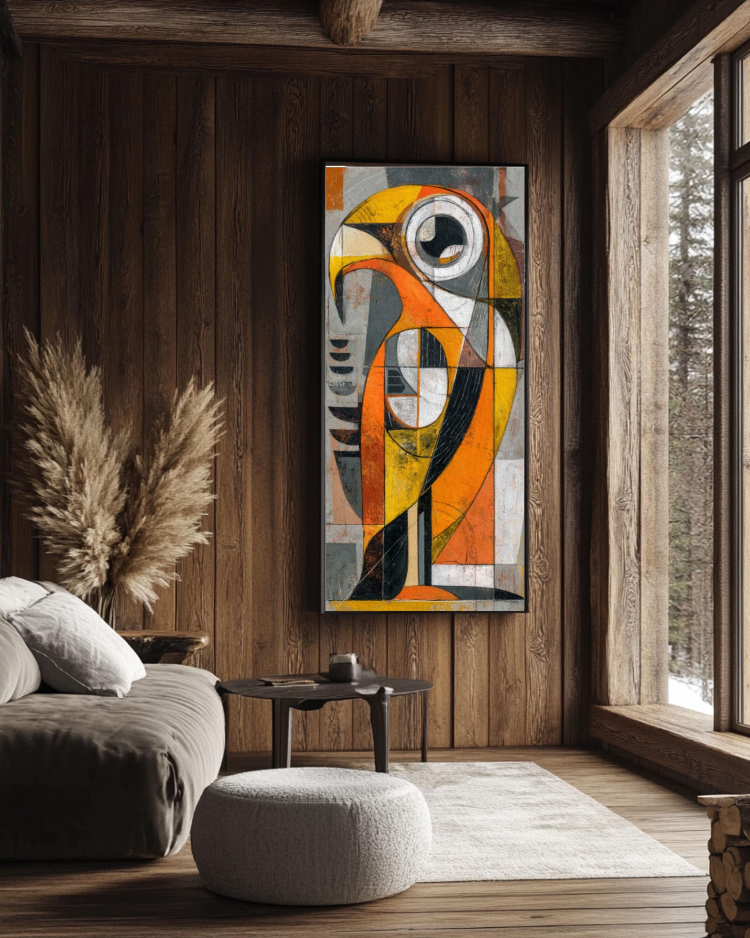 Picasso Style Abstract Bird Wall Art | Geometric Cubist Canvas Print