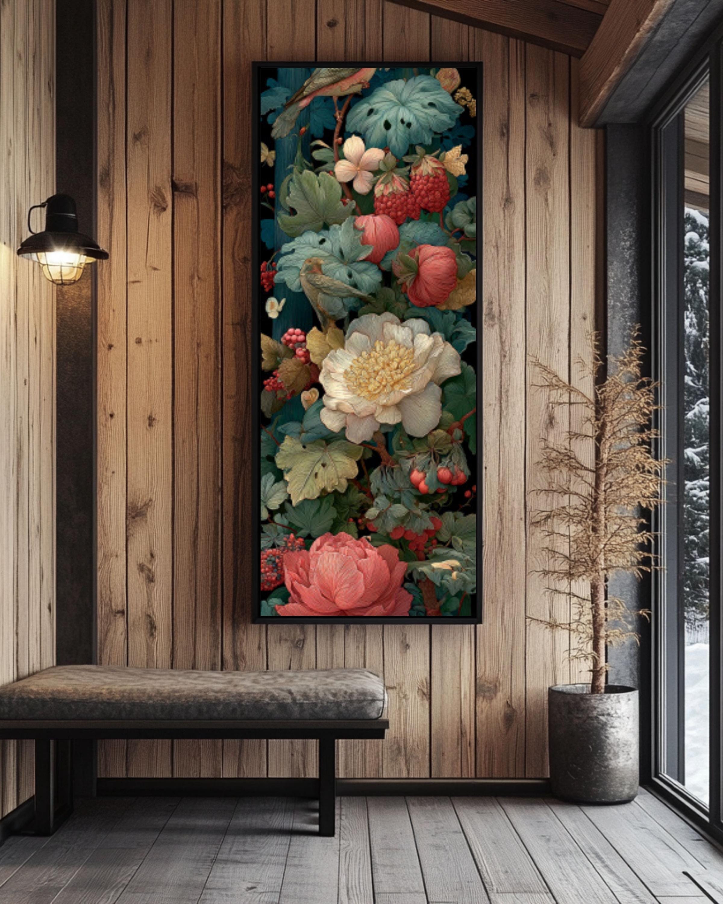 Dark Forest Botanical Tapestry: DÃ¼rer Moebius Style Canvas Wall Art for home and office wall décor