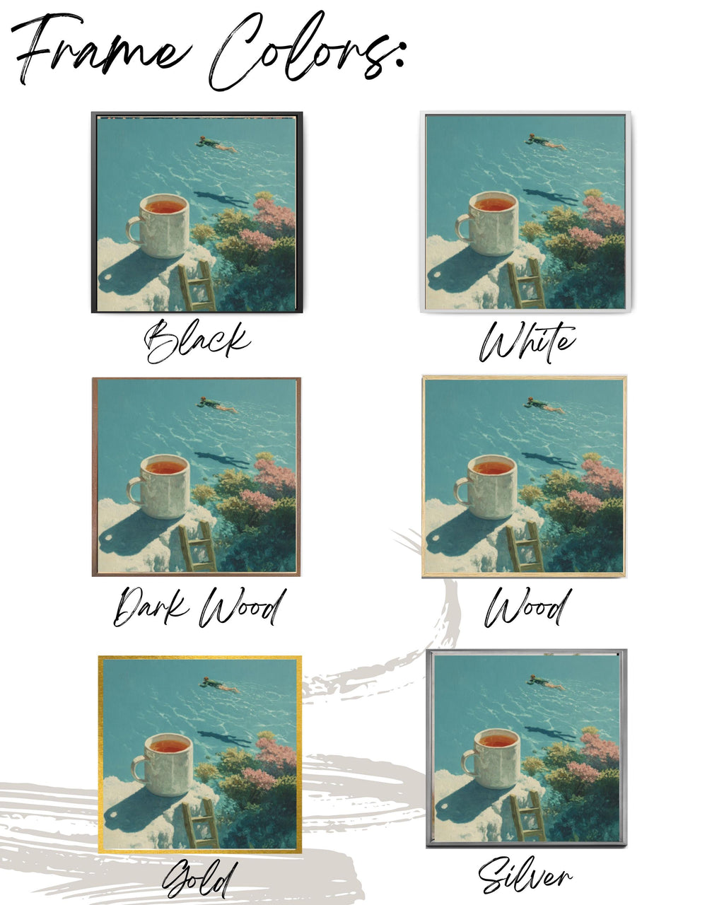 Surreal Coffee Cup Dive Wall Art – Artistic Swimming Canvas Print