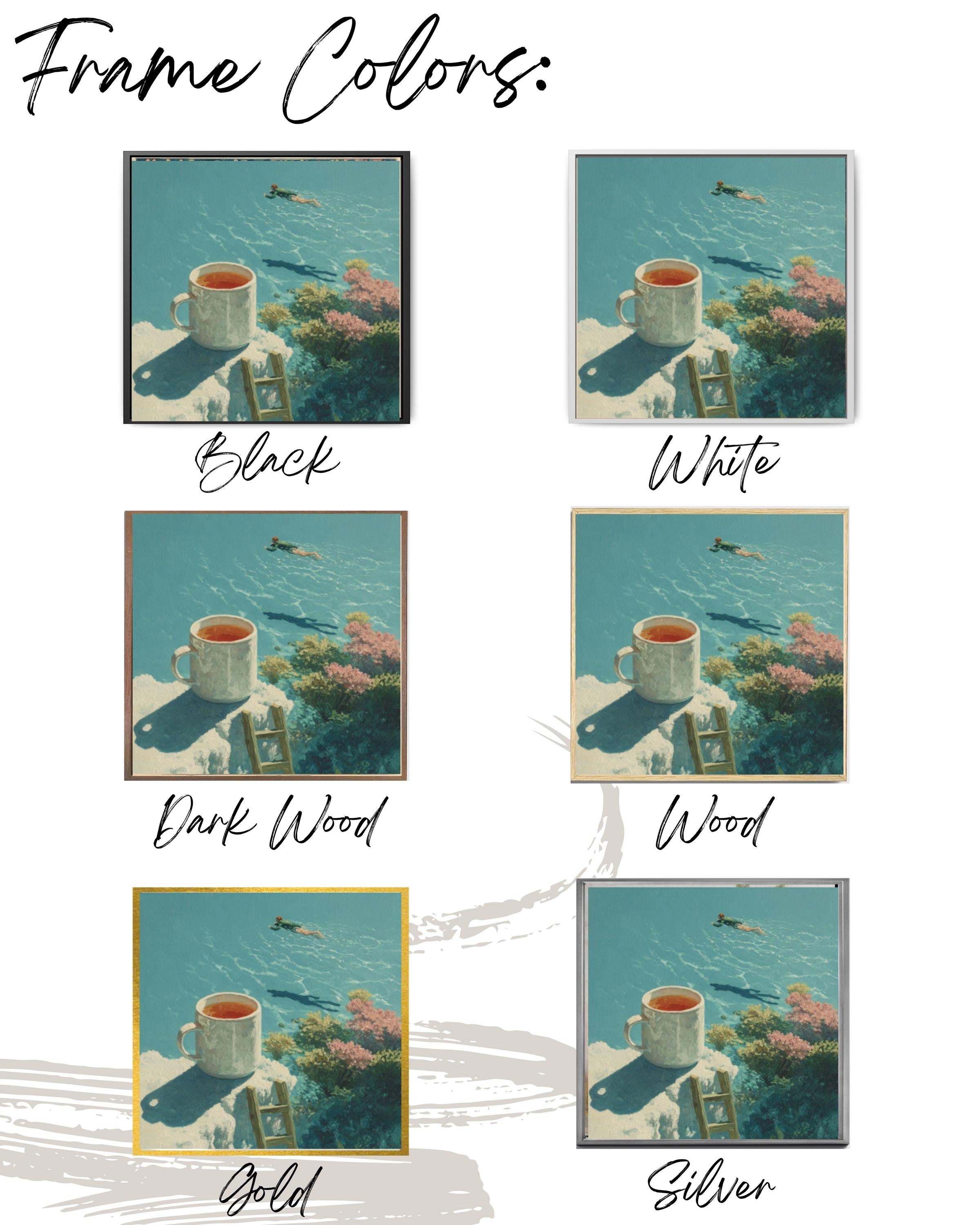 Surreal Coffee Cup Dive Wall Art – Artistic Swimming Canvas Print