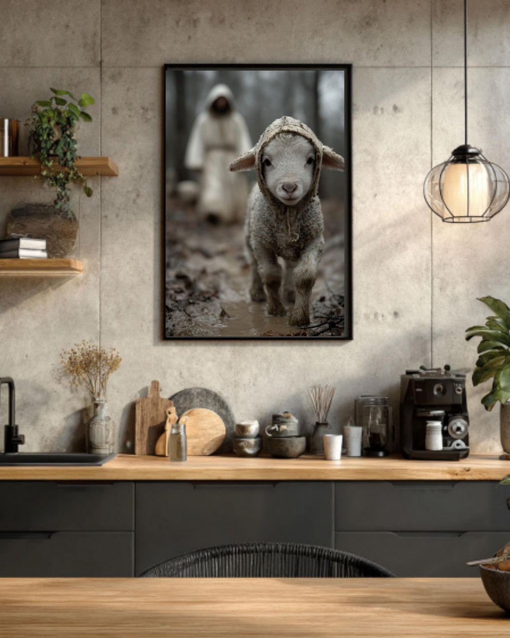 Lamb in Muddy Forest Wall Art | Faith-Inspired Cinematic Canvas Print
